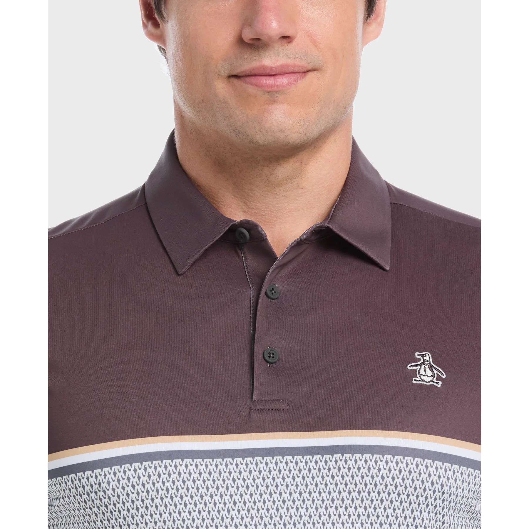 Colour Block P Print Golf Polo In Asphalt - Image 3