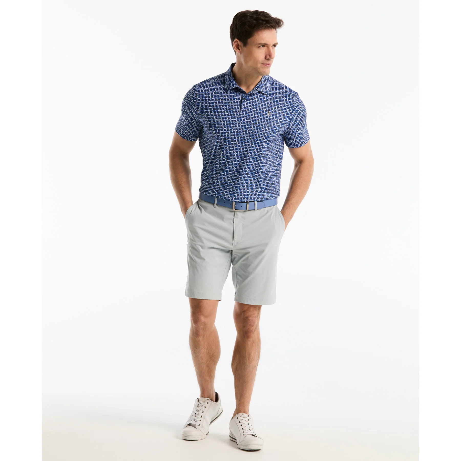 Colour Theory Gingham Golf Polo In Black Iris - Image 4