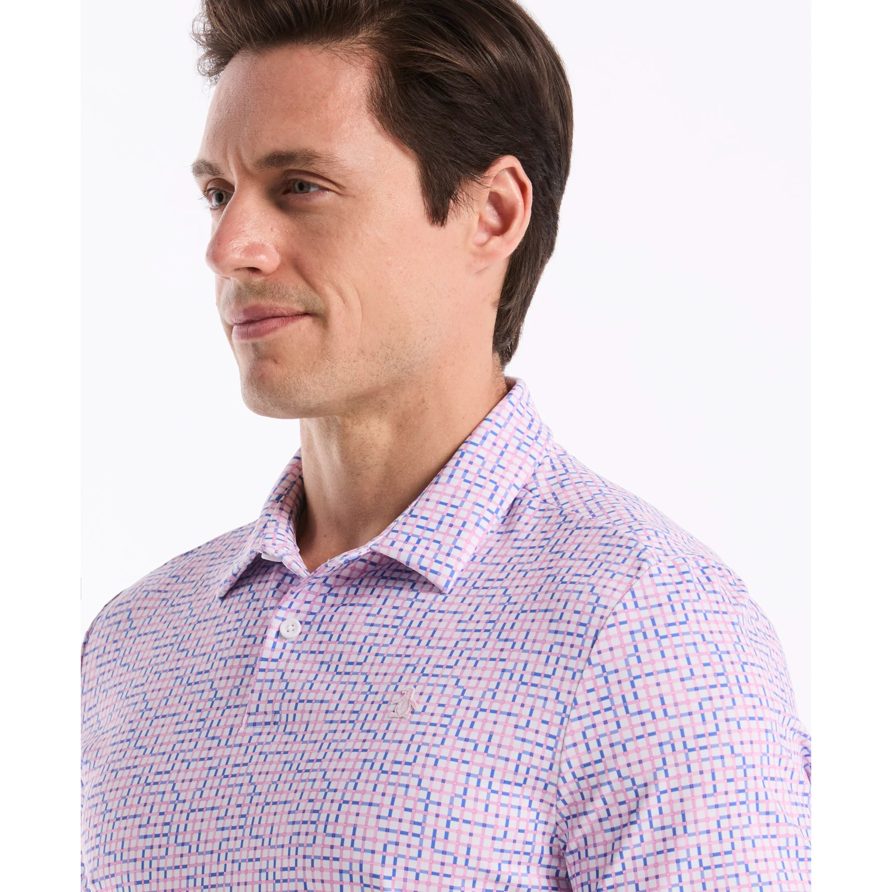 Colour Theory Gingham Golf Polo In Pirouette - Image 3
