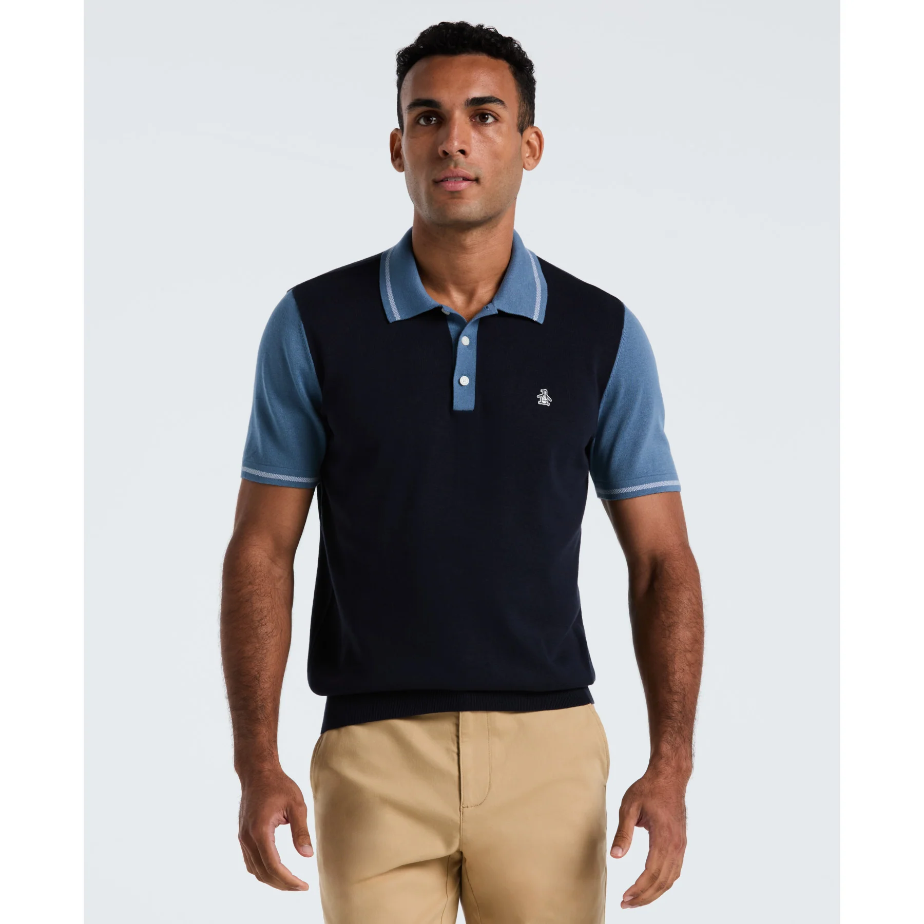 Colourblock Sweater Polo In Dark Sapphire
