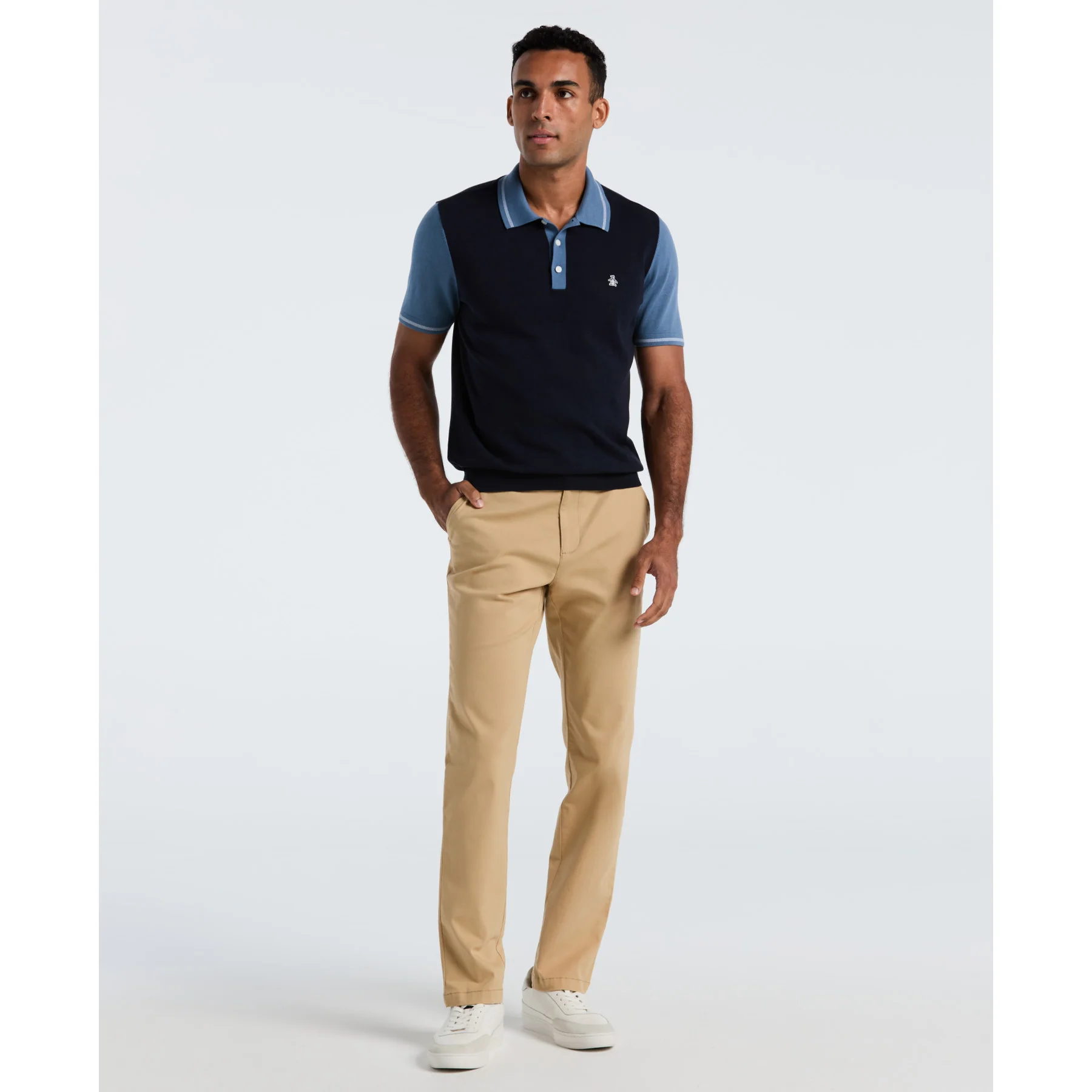 Colourblock Sweater Polo In Dark Sapphire - Image 4