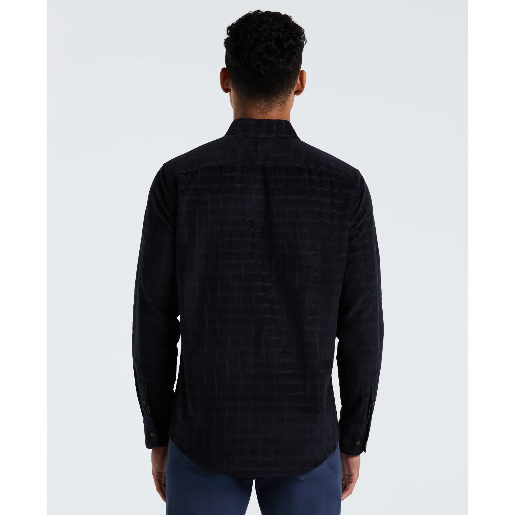 Corduroy Check Shirt In Dark Sapphire - Image 2