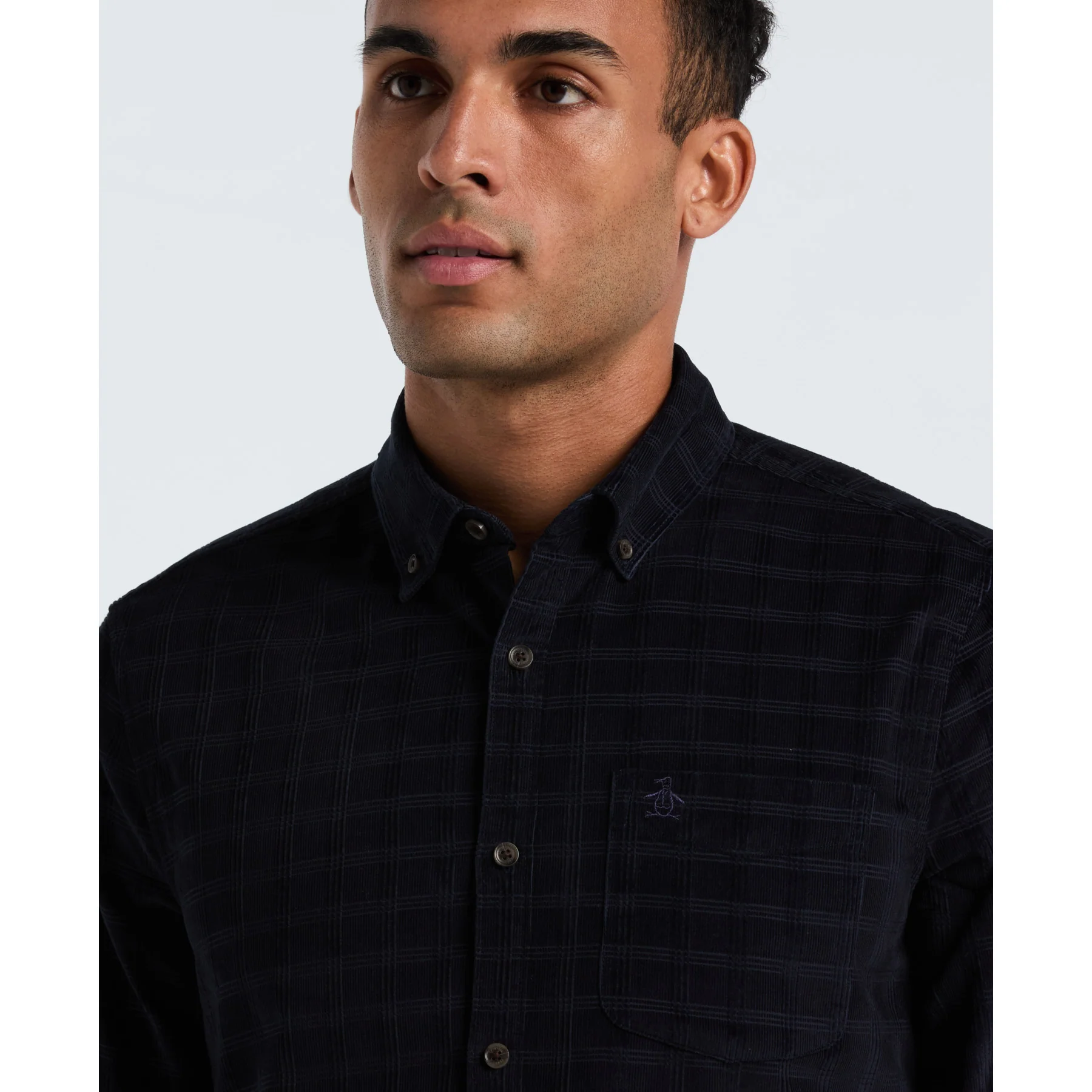 Corduroy Check Shirt In Dark Sapphire - Image 3