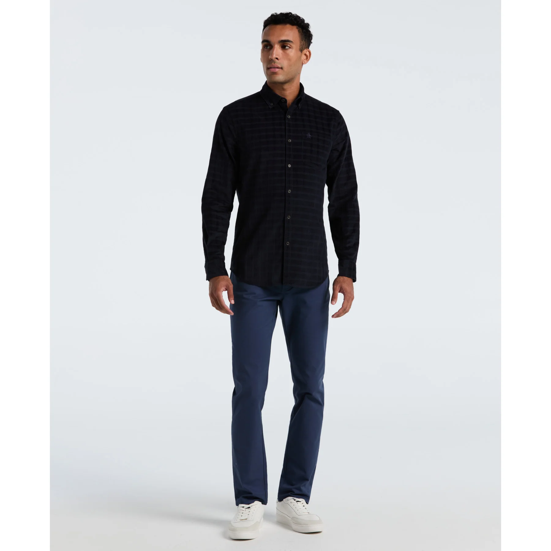 Corduroy Check Shirt In Dark Sapphire - Image 4