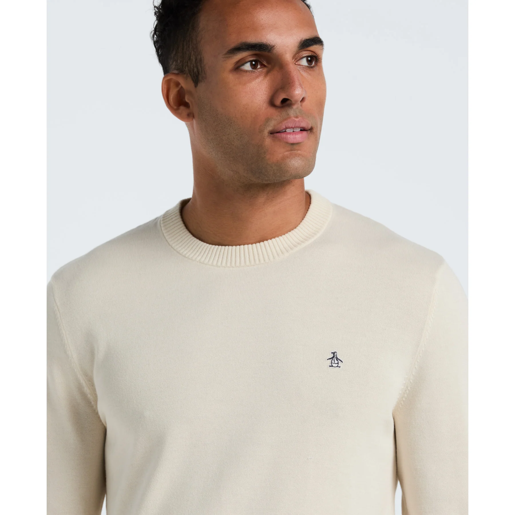Cotton Crew Neck Sweater In Birch - Image 3