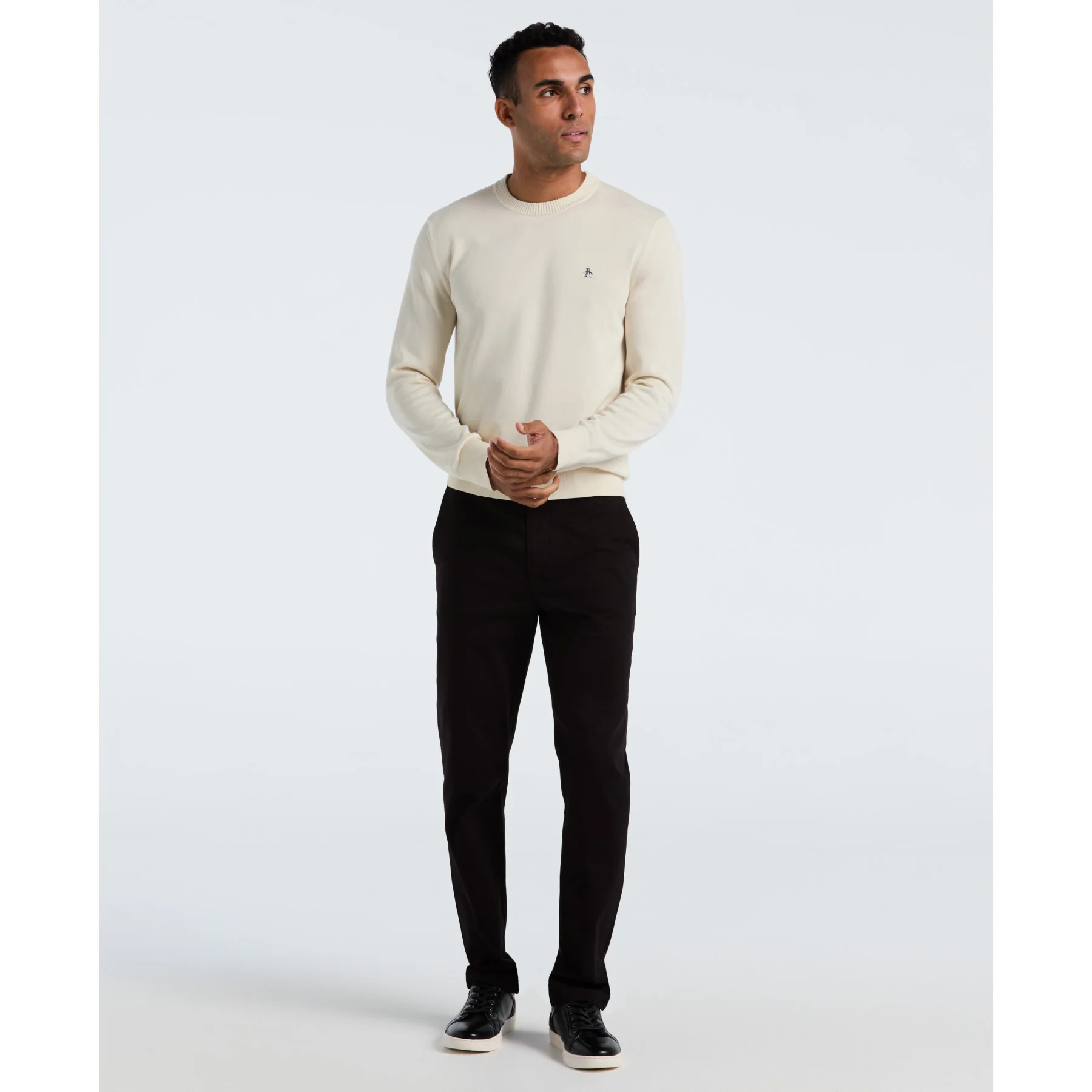 Cotton Crew Neck Sweater In Birch - Image 4