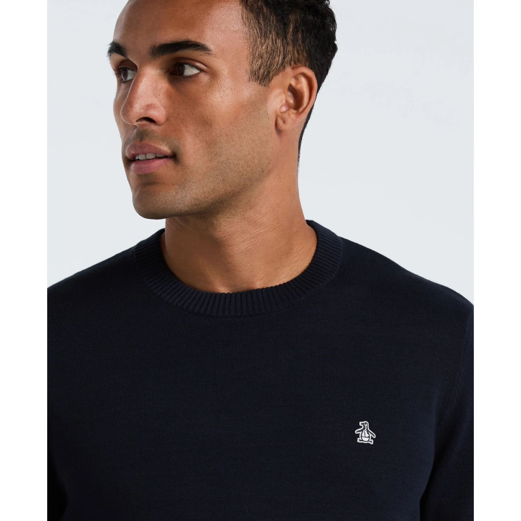 Cotton Crew Neck Sweater In Dark Sapphire - Image 3