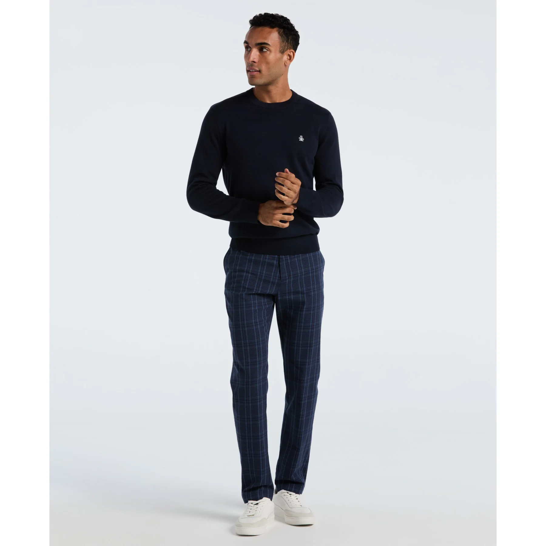 Cotton Crew Neck Sweater In Dark Sapphire - Image 4