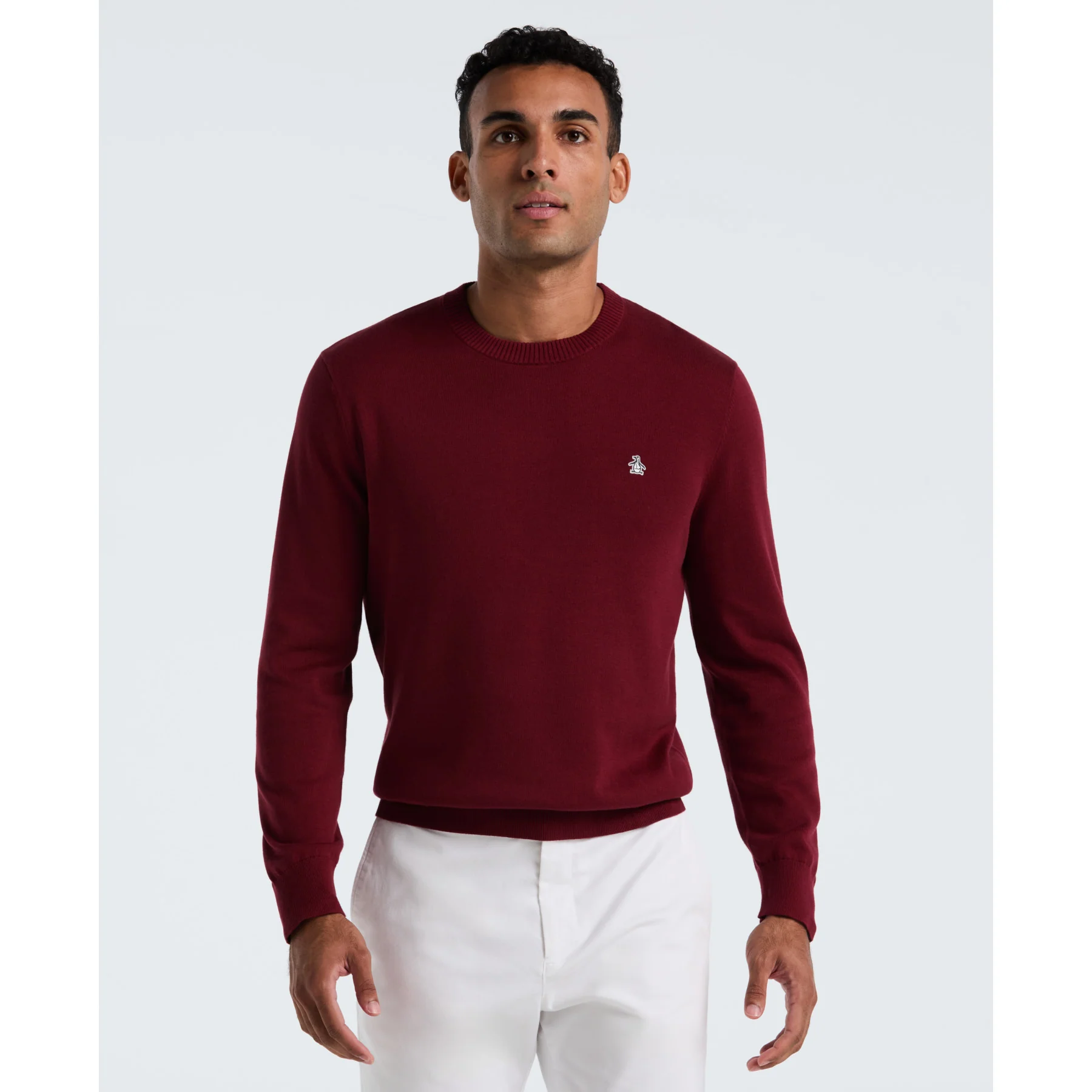 Cotton Crew Neck Sweater In Cabernet