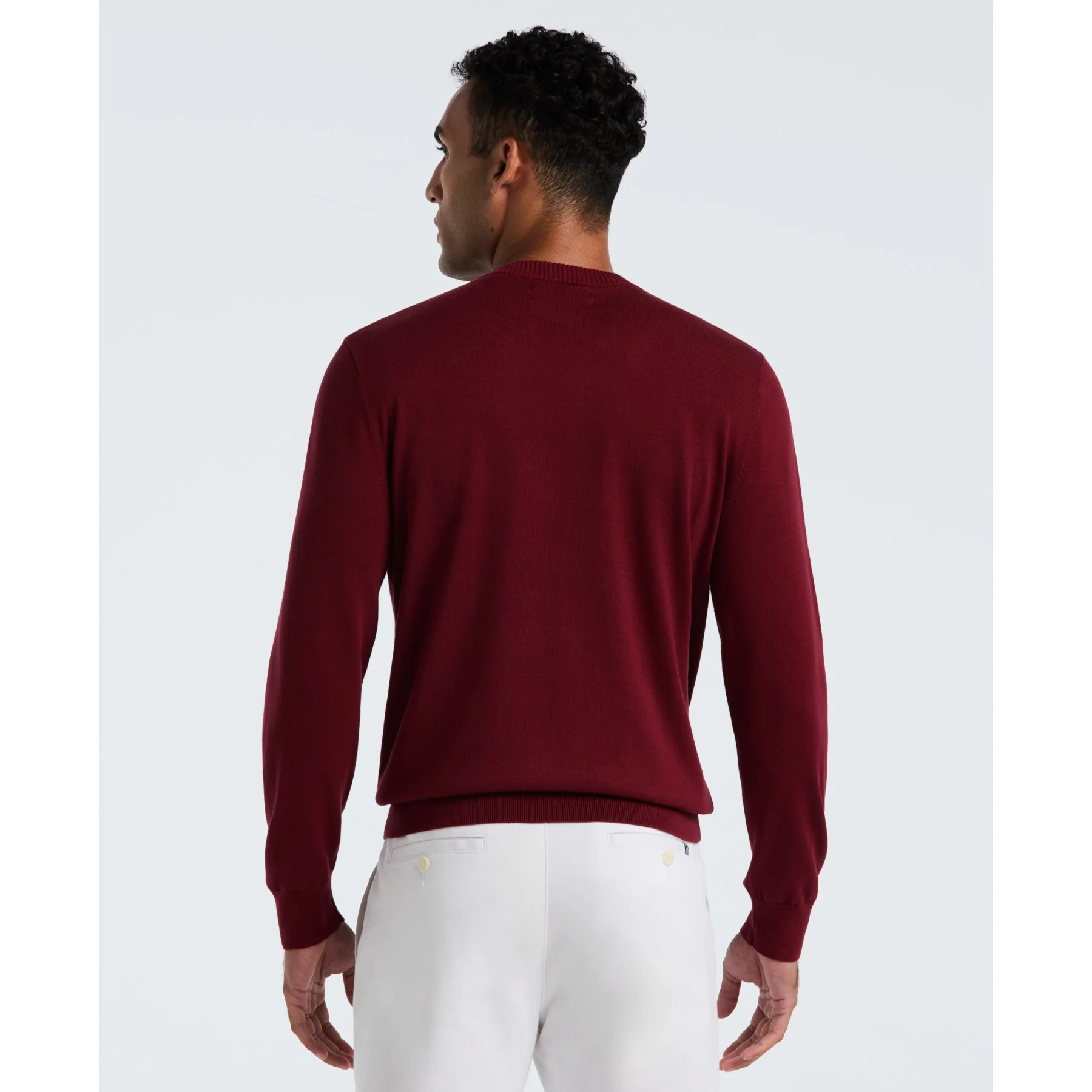 Cotton Crew Neck Sweater In Cabernet - Image 2