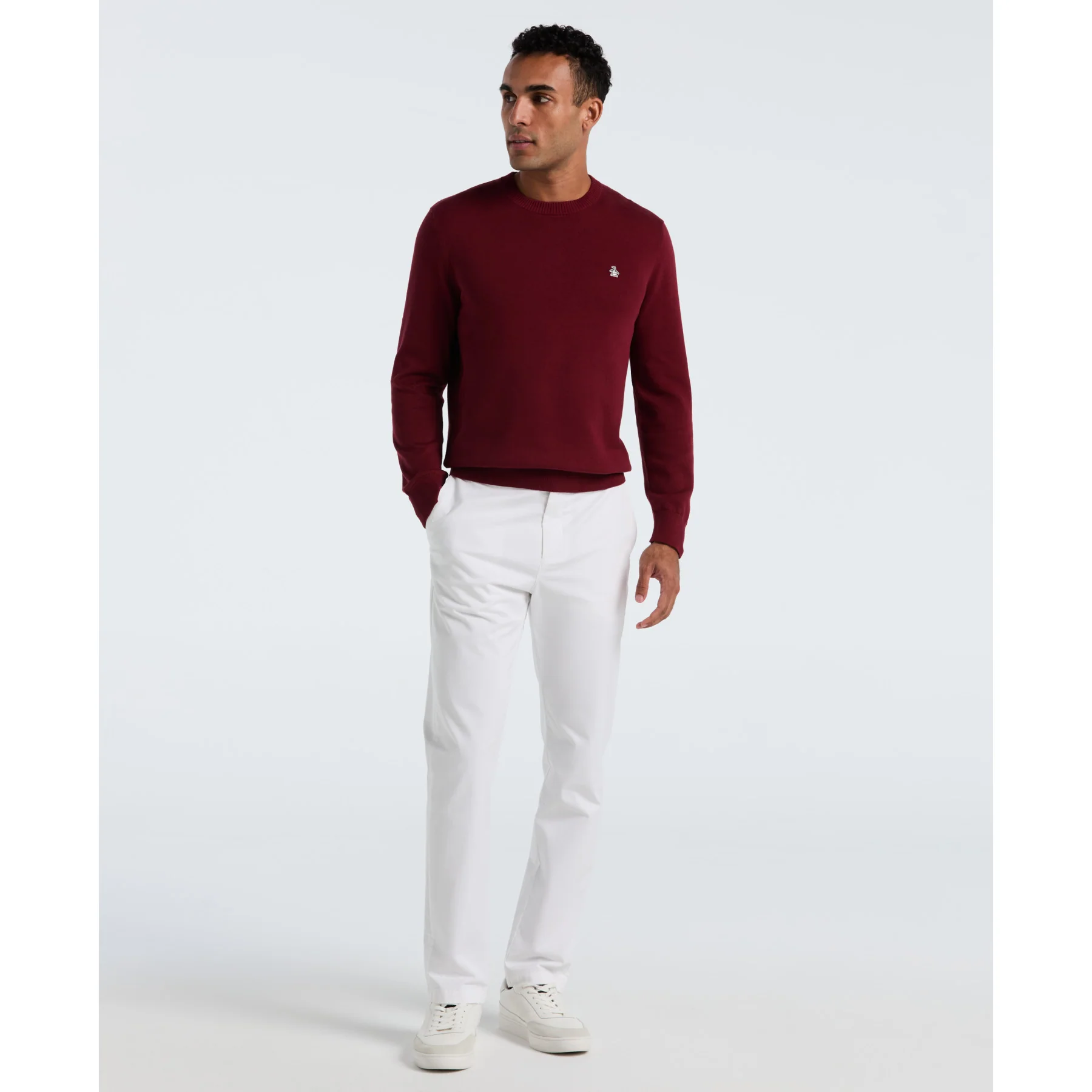 Cotton Crew Neck Sweater In Cabernet - Image 4
