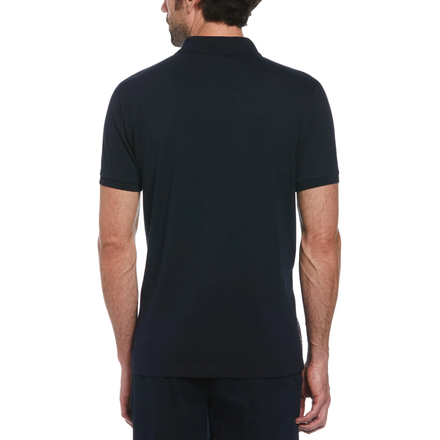 Cotton Novelty Jacquard Front Polo Shirt In Dark Sapphire - Image 2