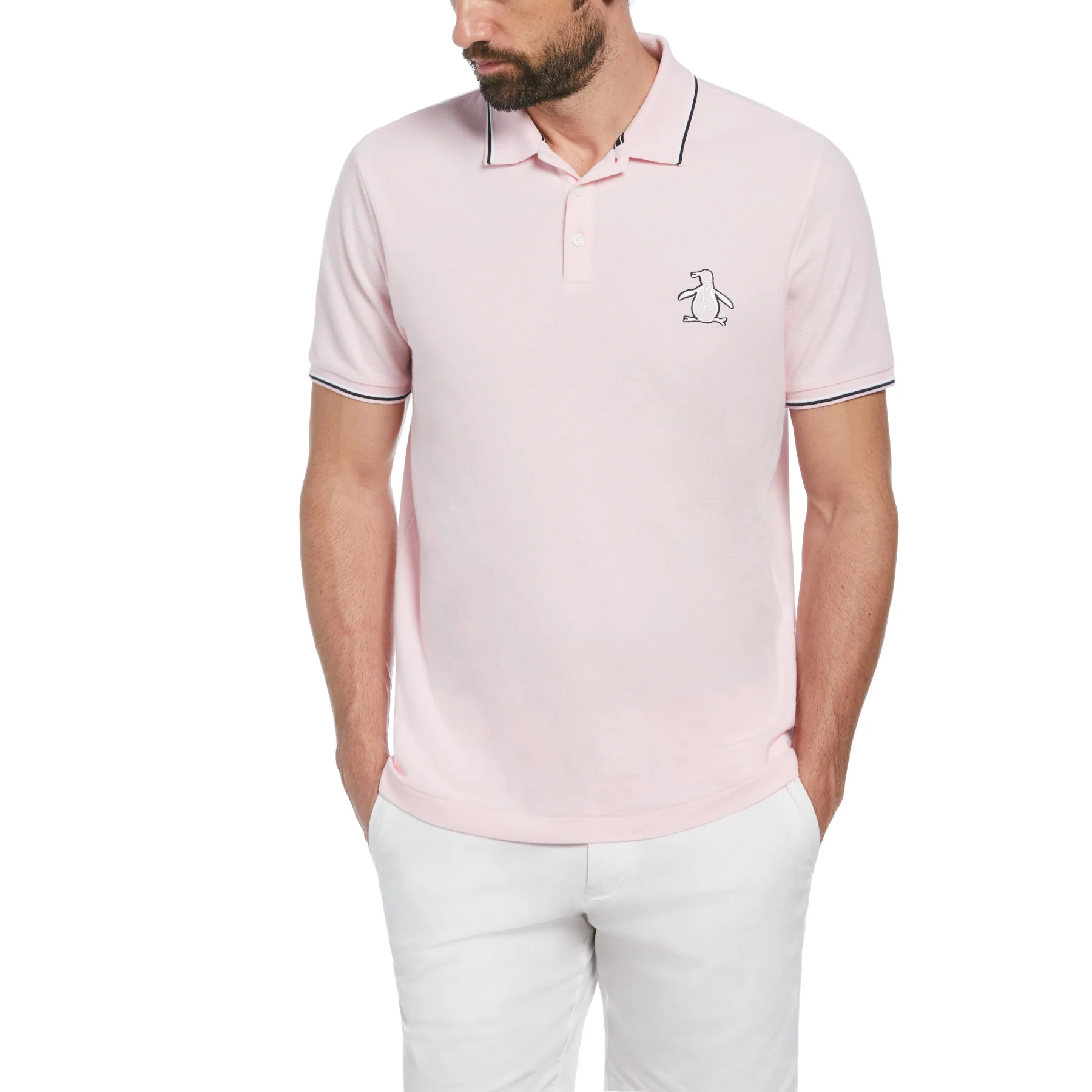 Cotton Pique Mega Pete Polo Shirt In Parfait Pink