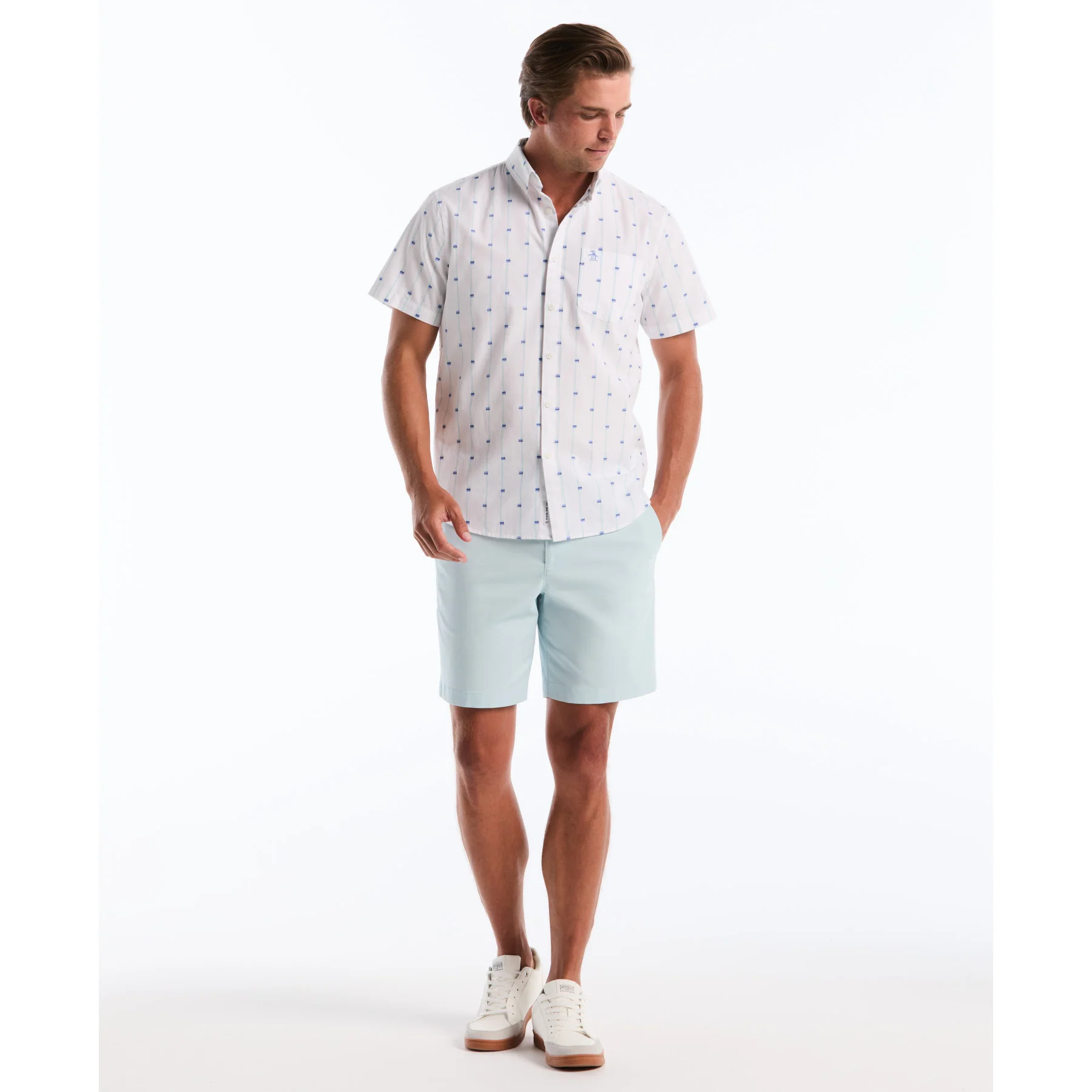 Cube Stripe Short Sleeve Shirt In Bright White - Image 4