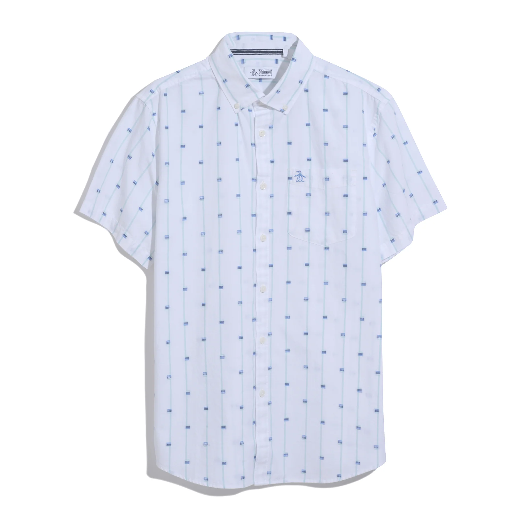Cube Stripe Short Sleeve Shirt In Bright White - Image 6