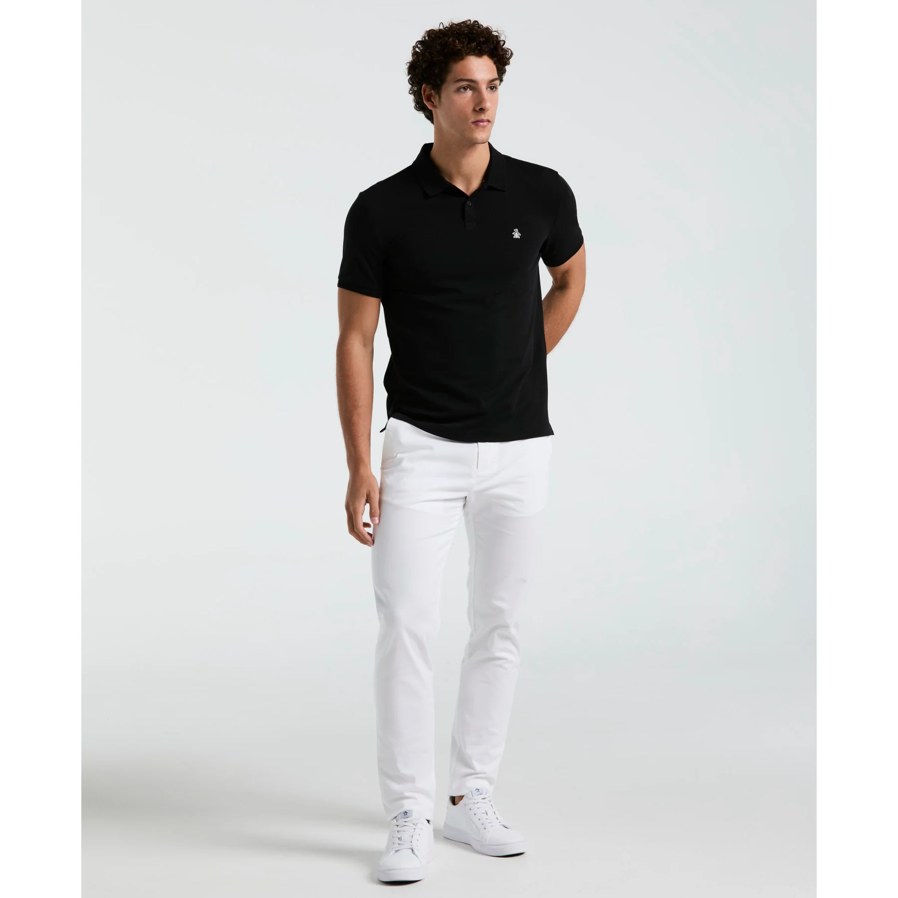 Daddy Pique Polo Shirt In True Black - Image 2