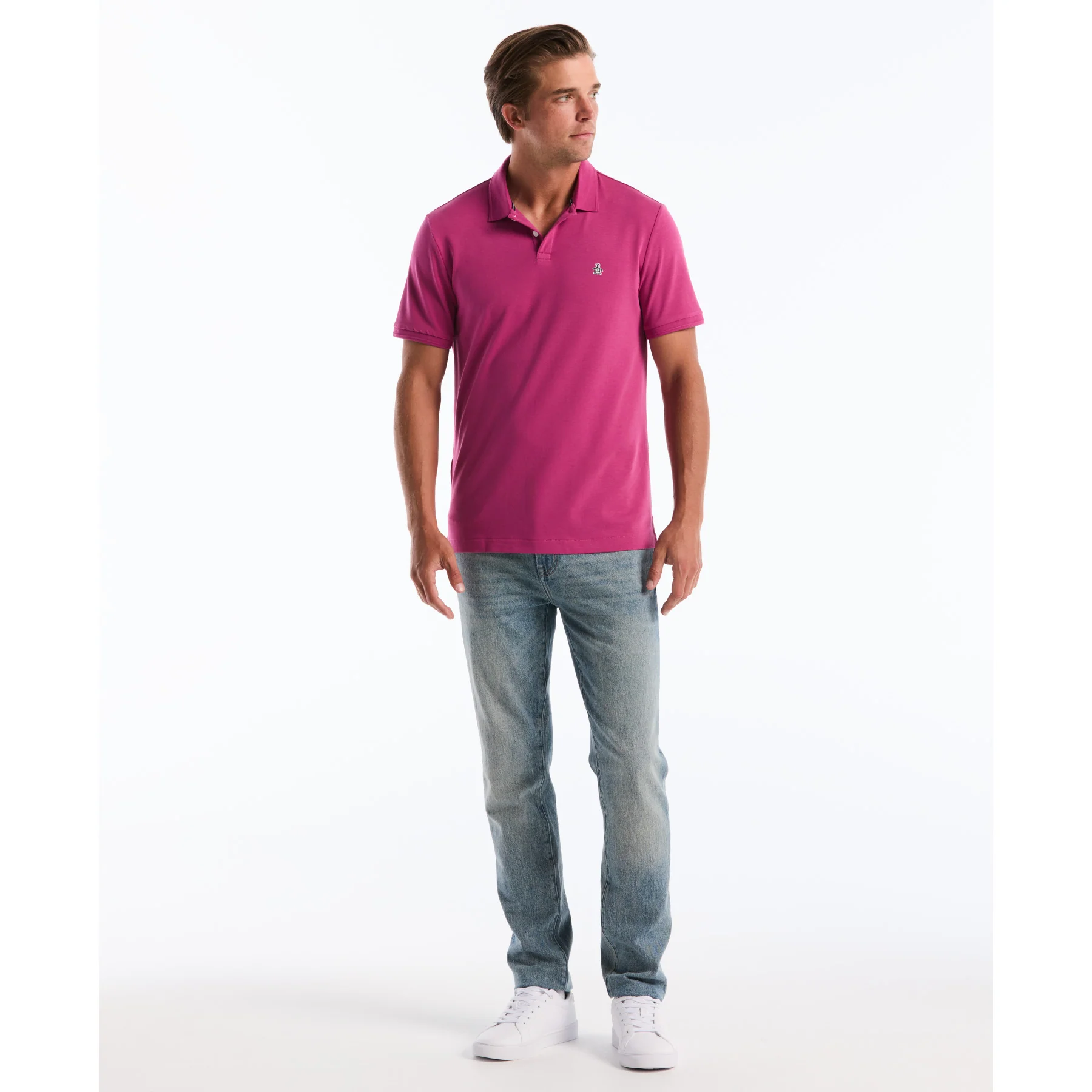 Daddy Pique Polo Shirt In Magenta Haze - Image 4