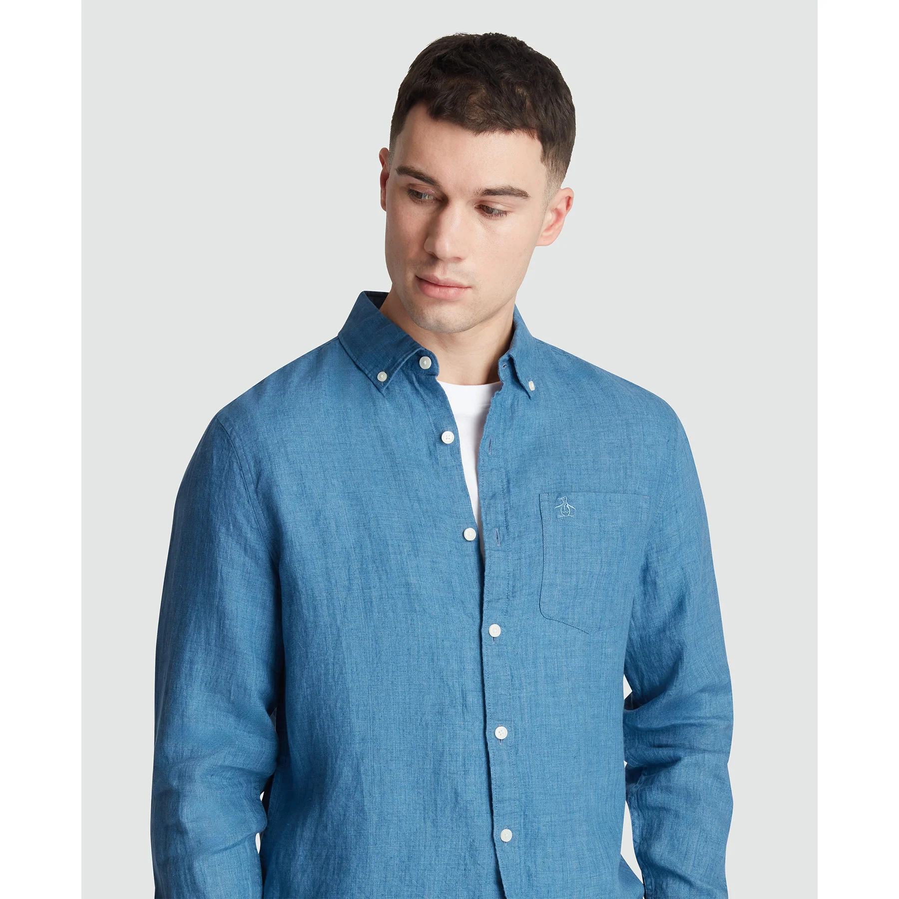 Delave Linen Shirt In Copen Blue - Image 3