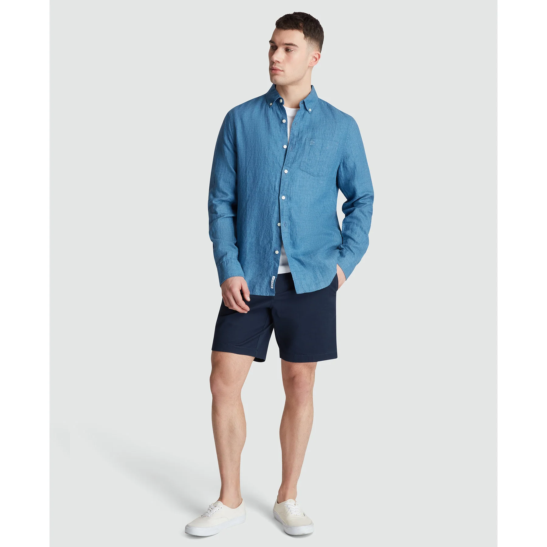 Delave Linen Shirt In Copen Blue - Image 4
