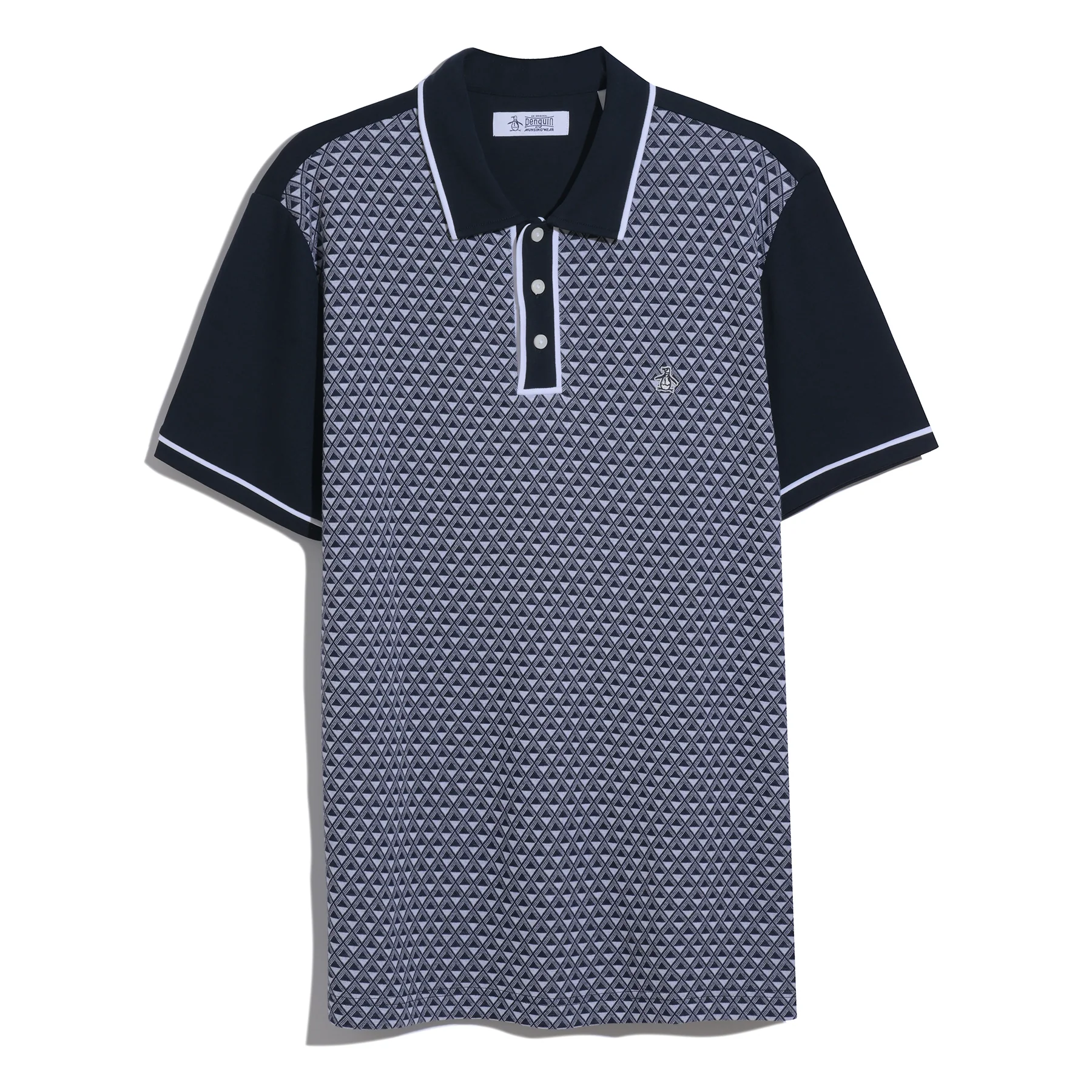 Diamond Jacquard Front Interlock Polo Shirt In Dark Sapphire - Image 6