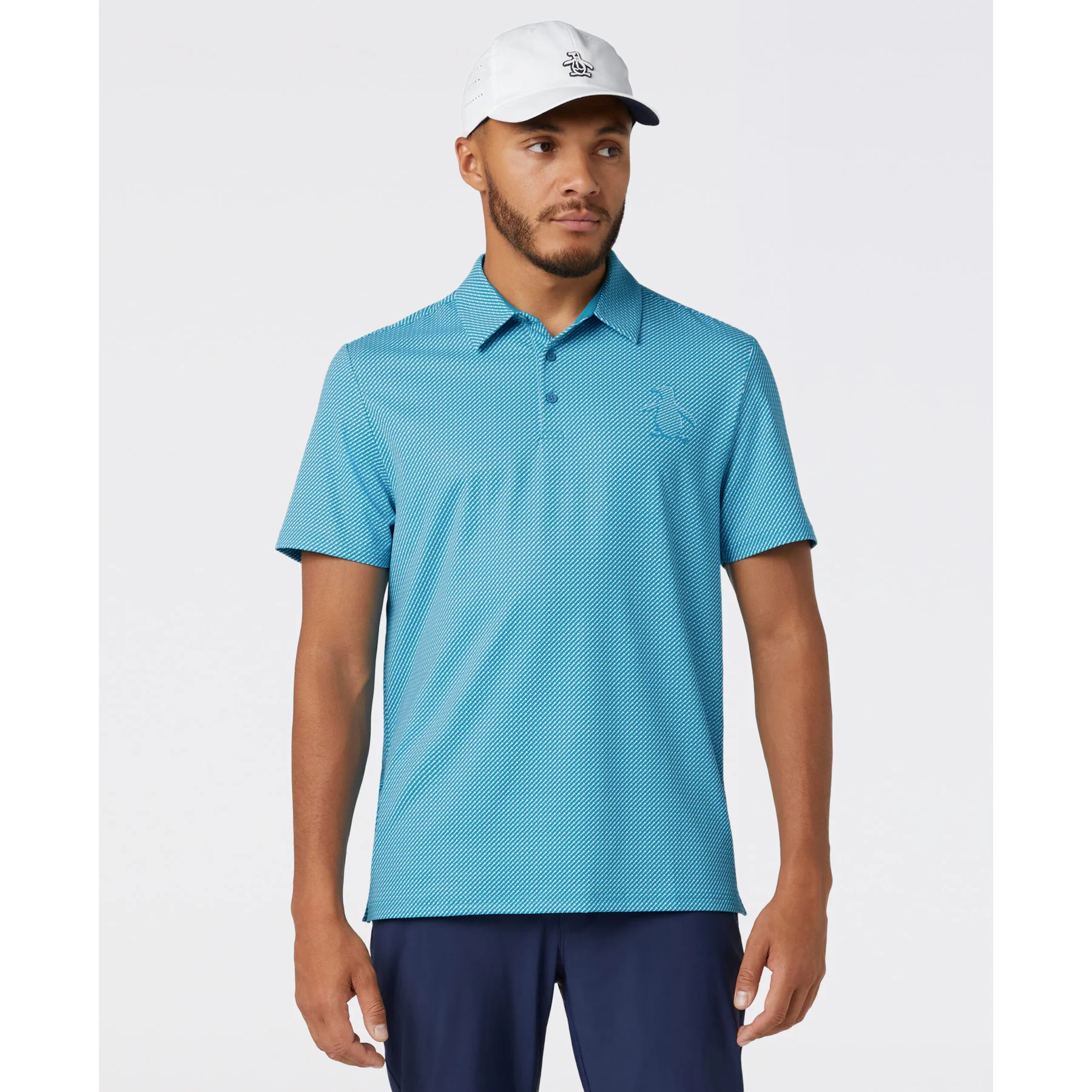 Dimensional Pete Tee Print Golf Polo In Caribbean Sea