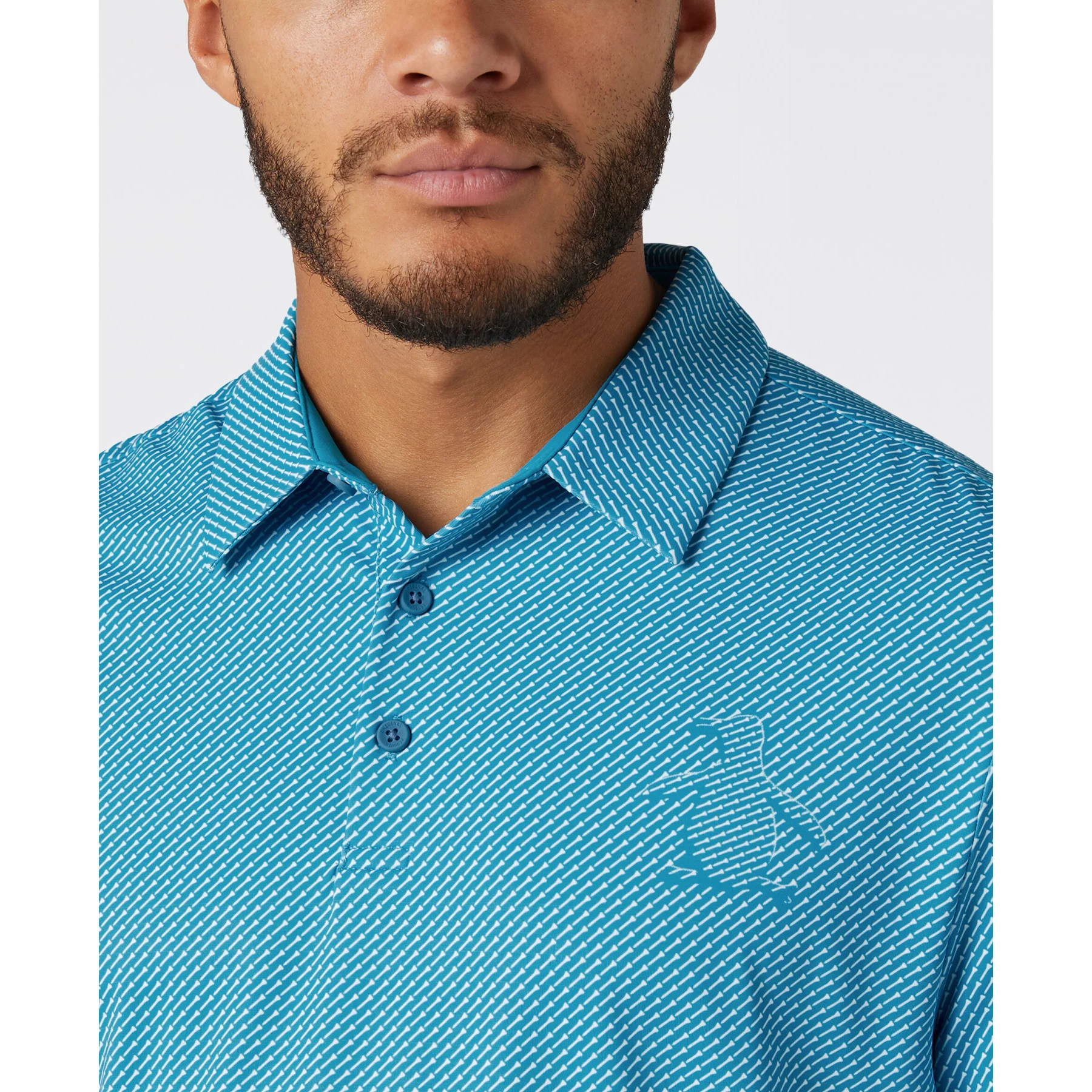 Dimensional Pete Tee Print Golf Polo In Caribbean Sea - Image 3
