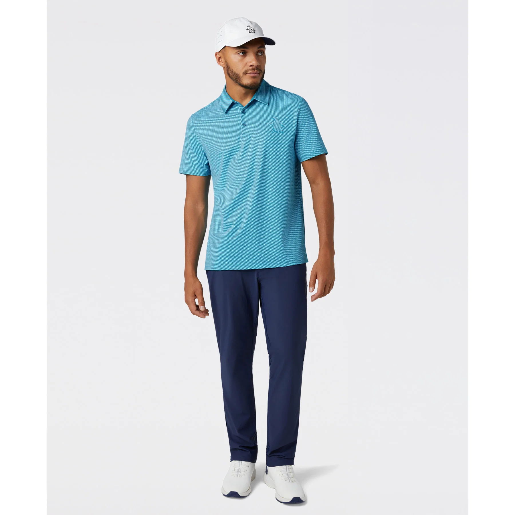 Dimensional Pete Tee Print Golf Polo In Caribbean Sea - Image 4