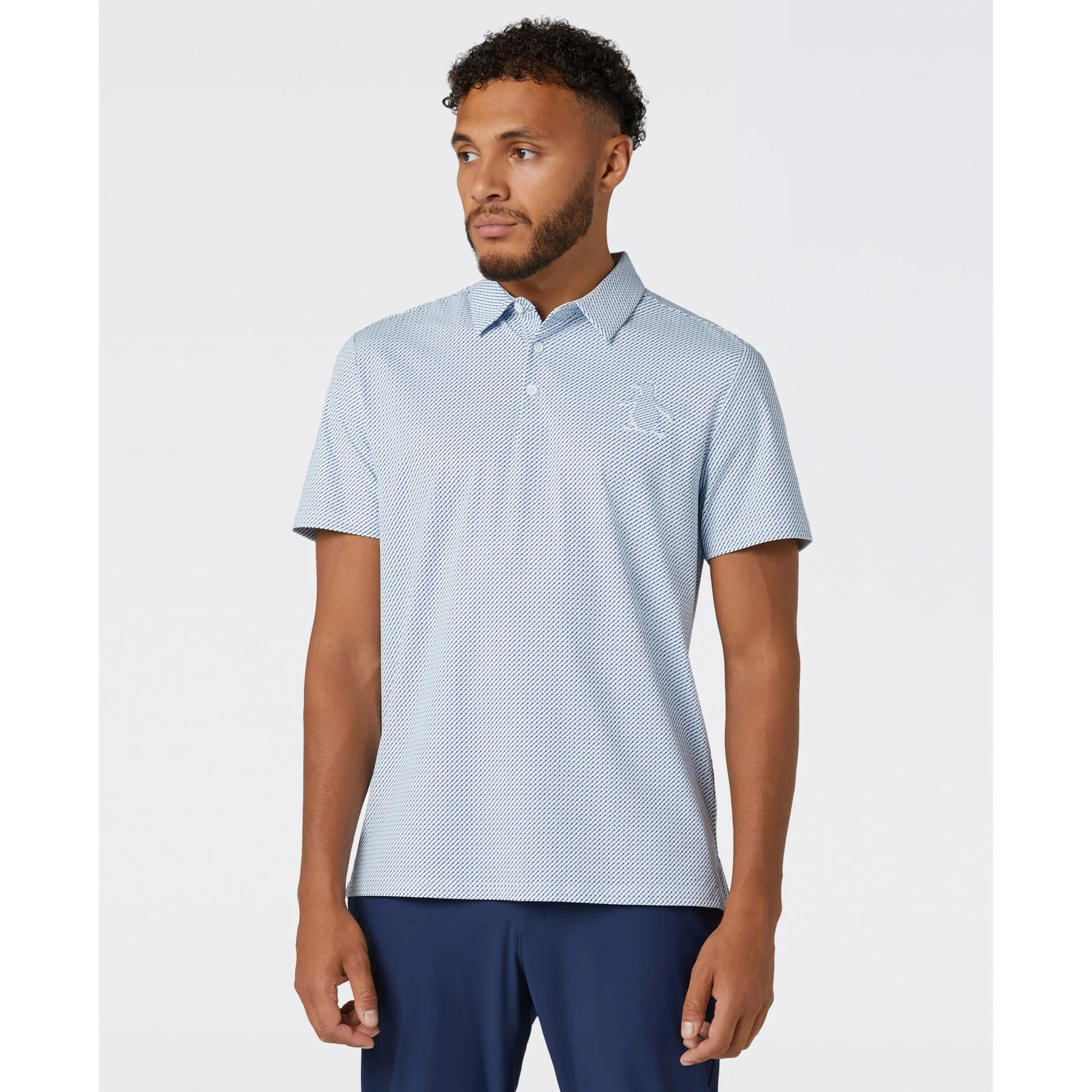Dimensional Pete Tee Print Golf Polo In Bright White