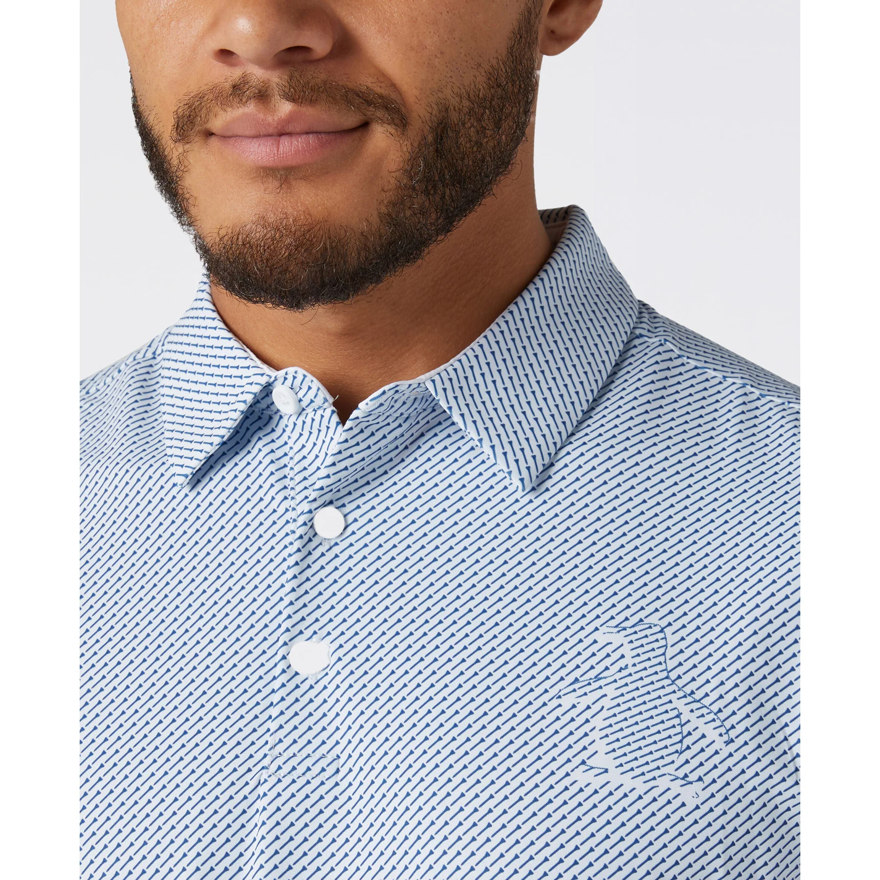 Dimensional Pete Tee Print Golf Polo In Bright White - Image 3