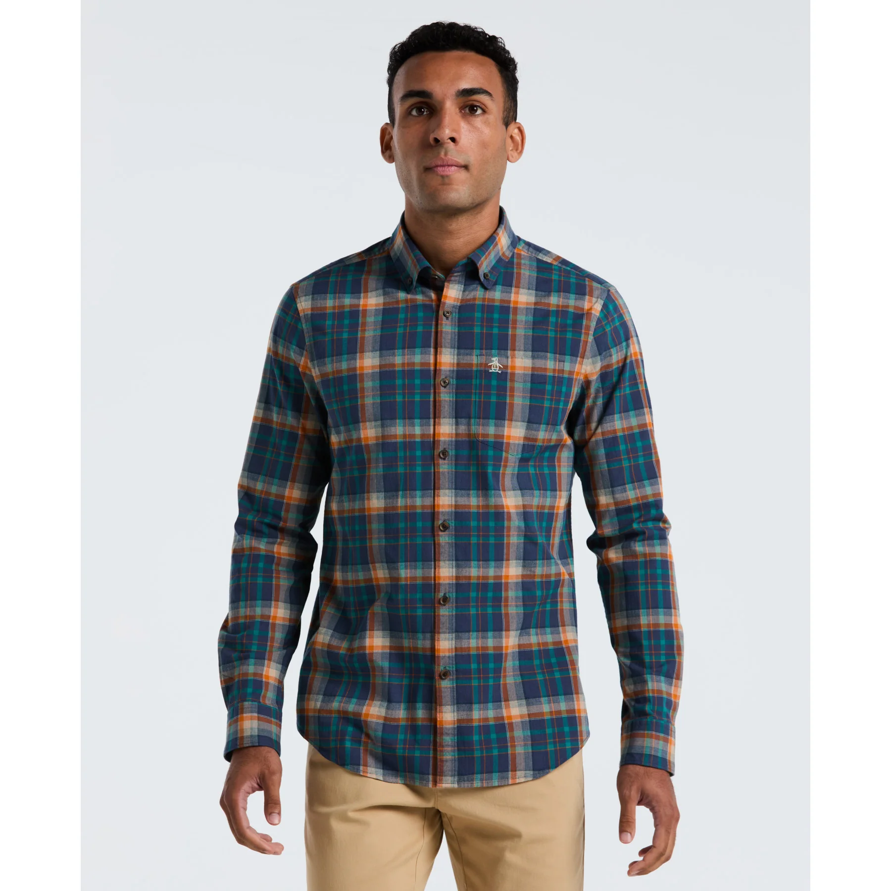 Dobby Plaid Shirt In Sargasso Sea