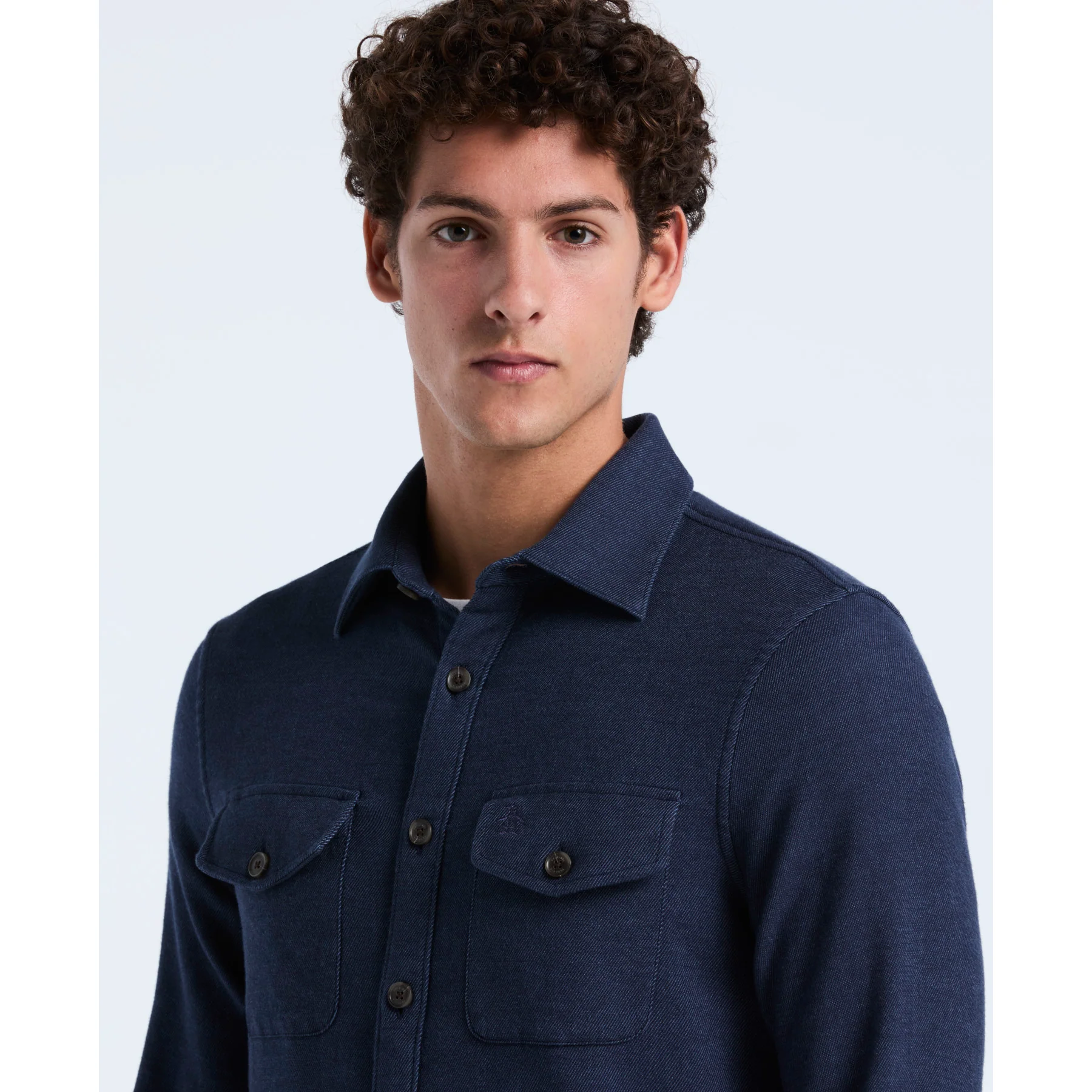 Double Weave Overshirt In Dark Sapphire - Image 3