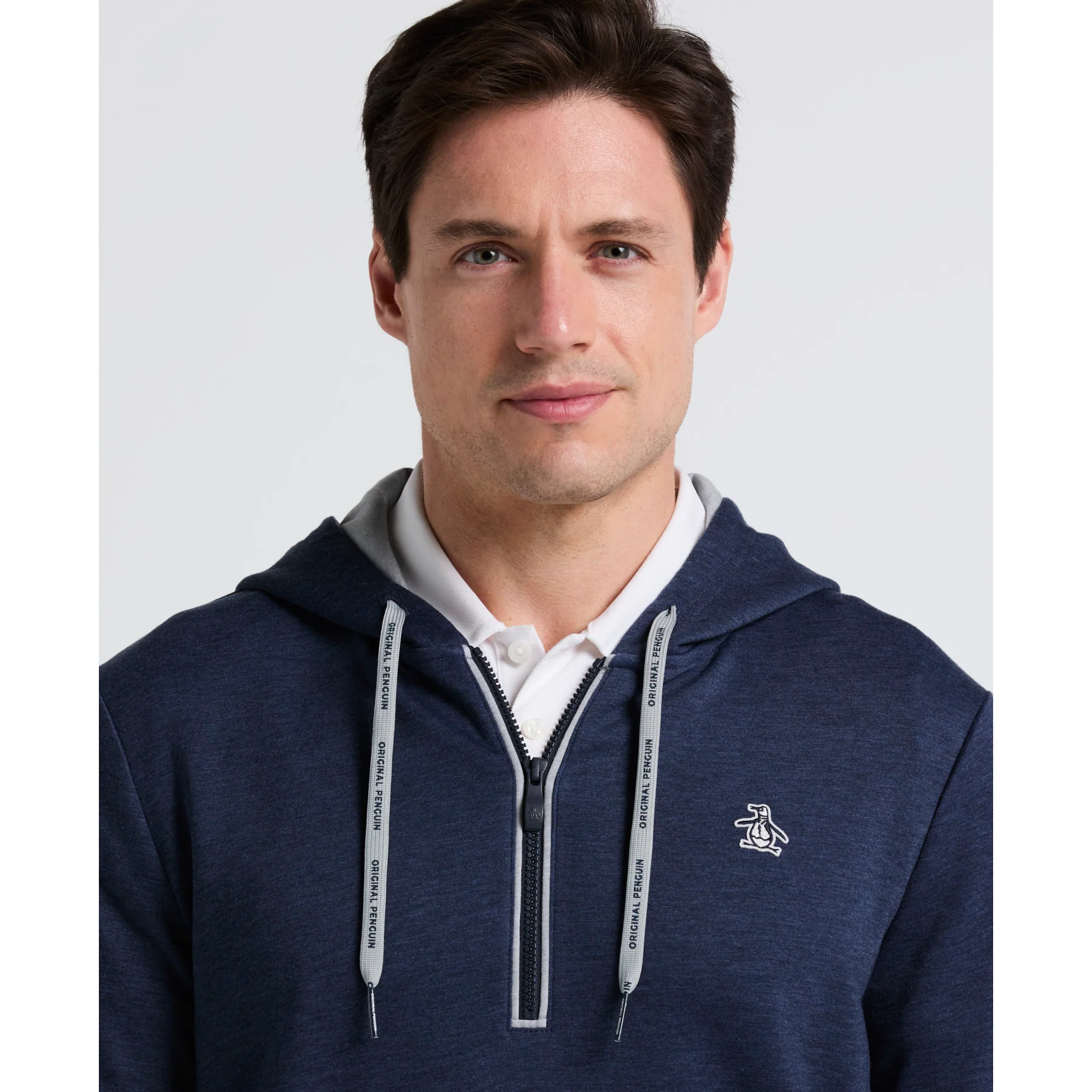 Earl Colour Block Golf Hoodie In Black Iris Bijou Heather - Image 3