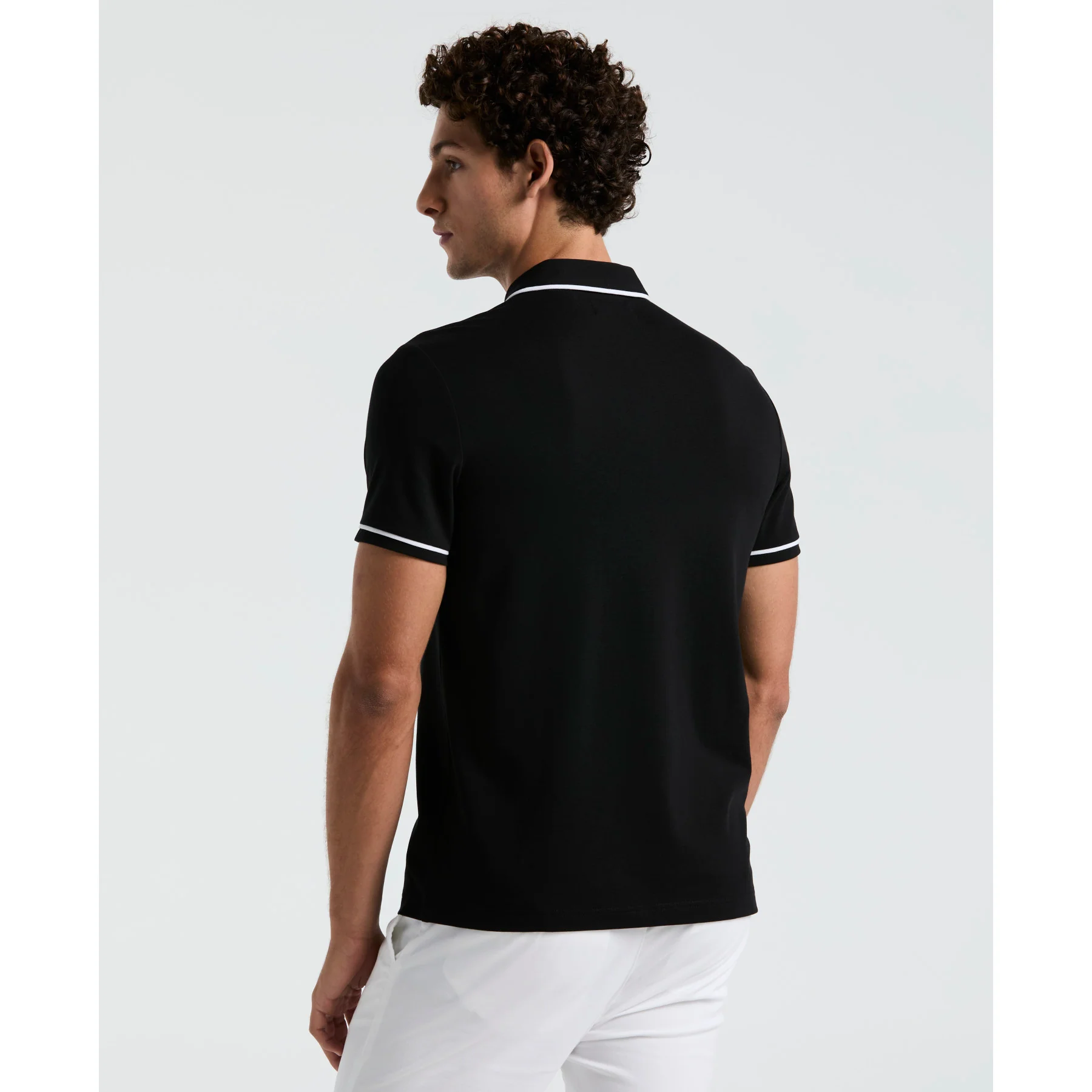 Earl Pique Polo Shirt In True Black - Image 3