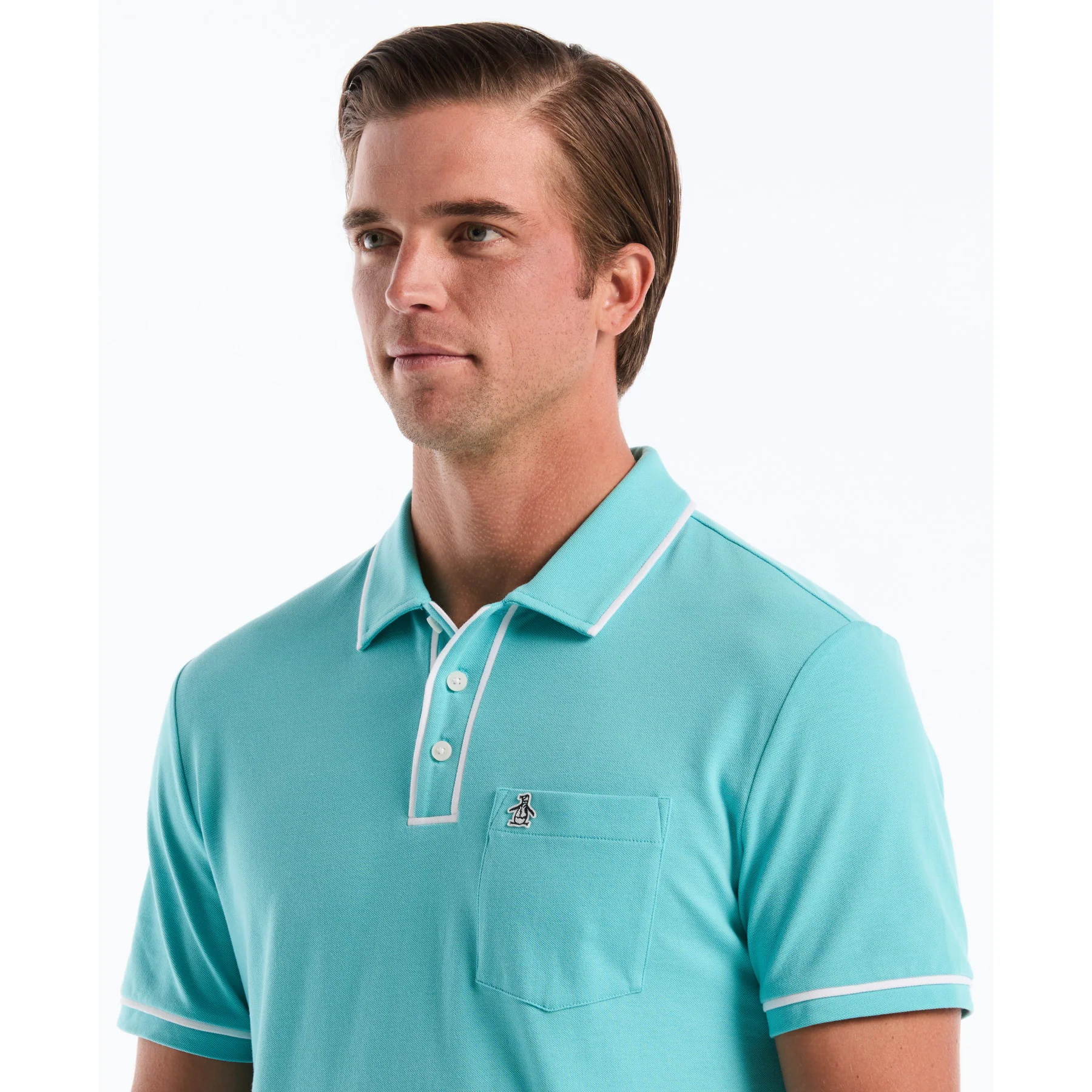 Earl Pique Polo Shirt In Aquarelle - Image 3