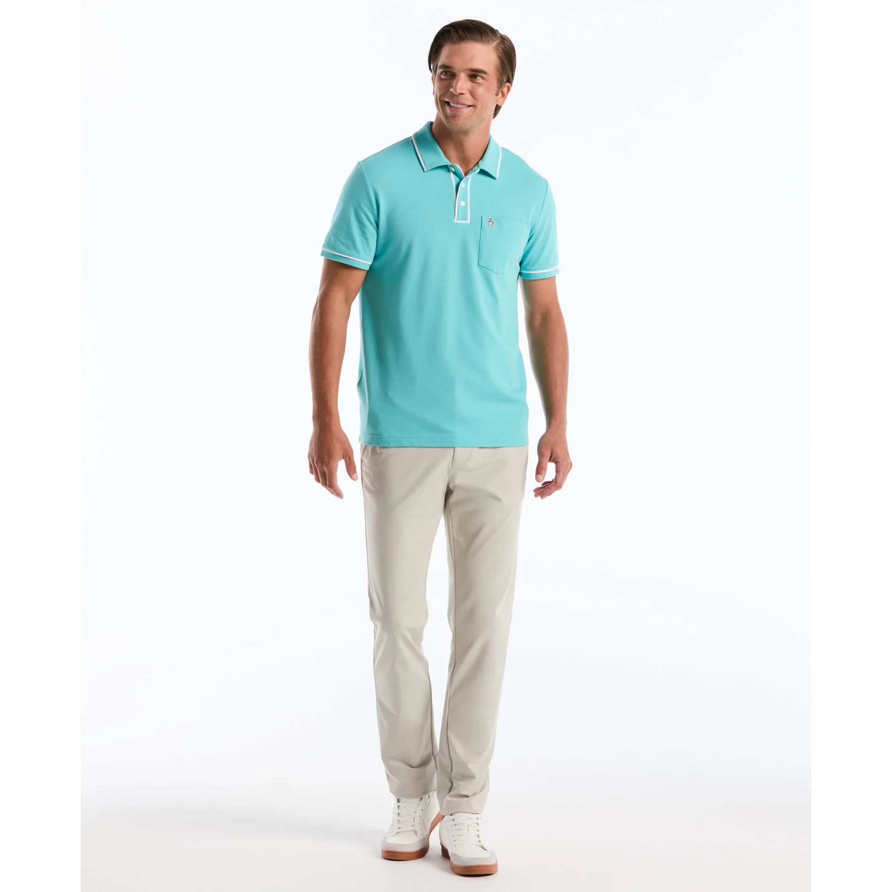 Earl Pique Polo Shirt In Aquarelle - Image 4