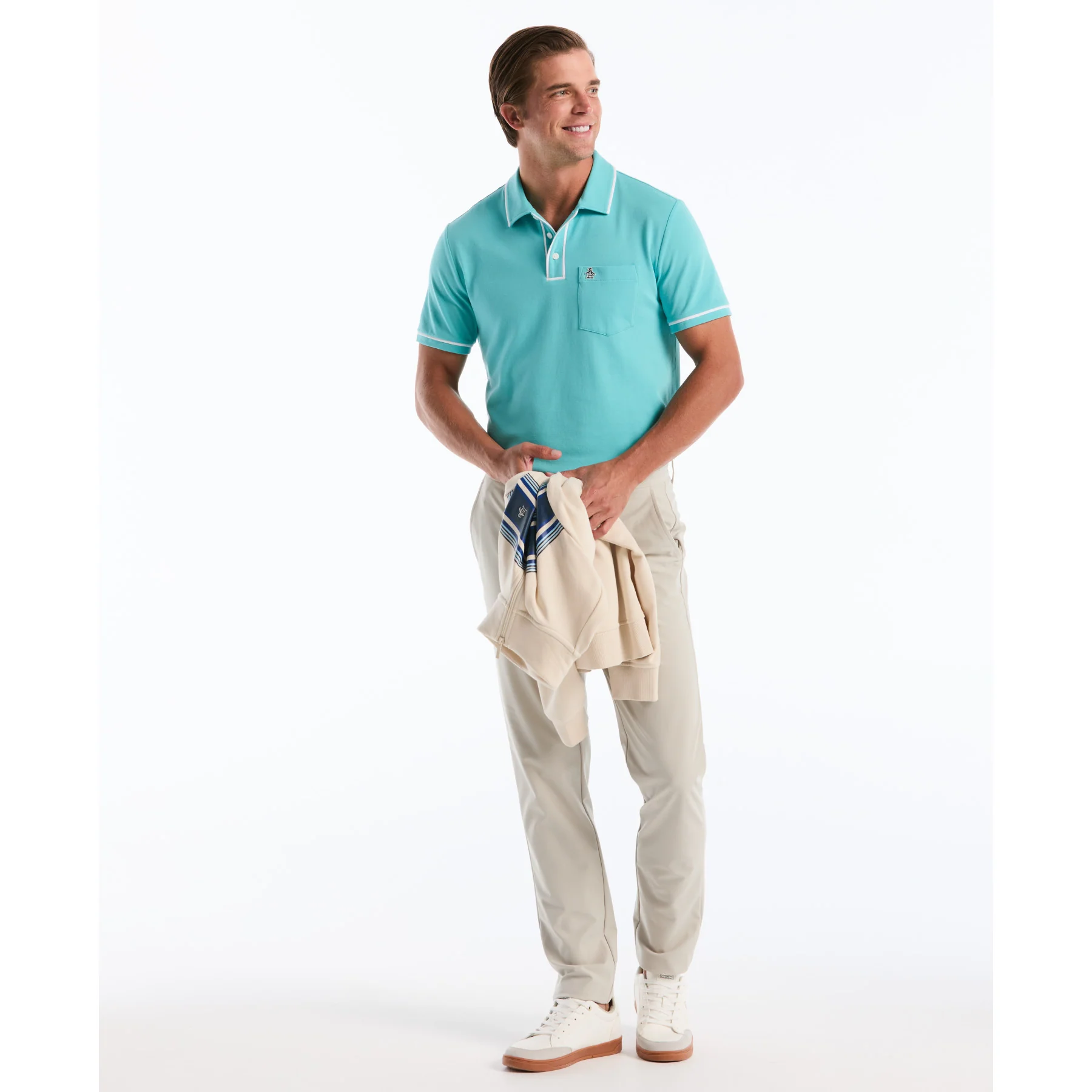Earl Pique Polo Shirt In Aquarelle - Image 5