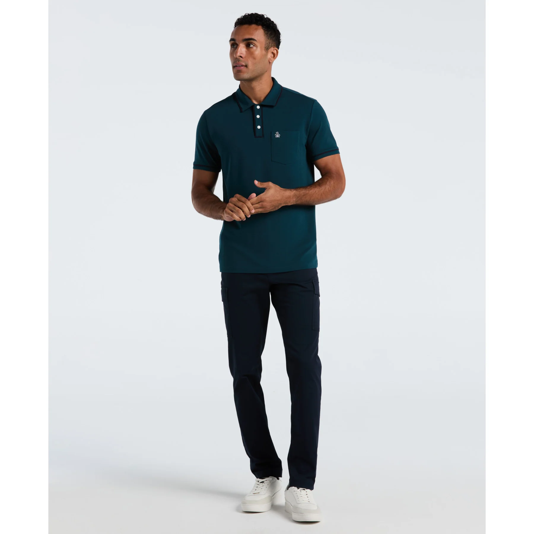 Earl Pique Polo Shirt In Reflecting Pond - Image 4