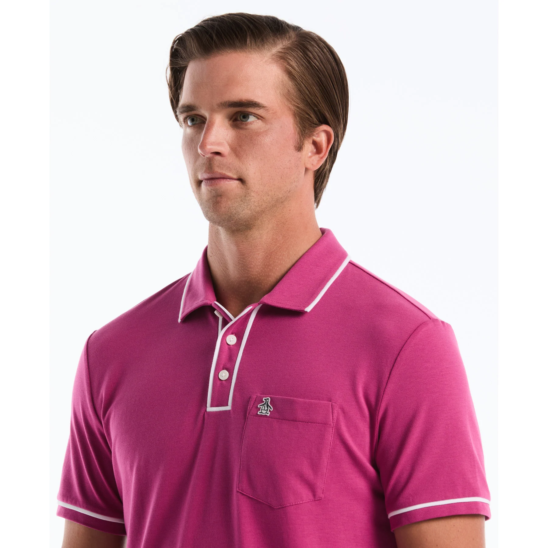 Earl Pique Polo Shirt In Magenta Haze - Image 3