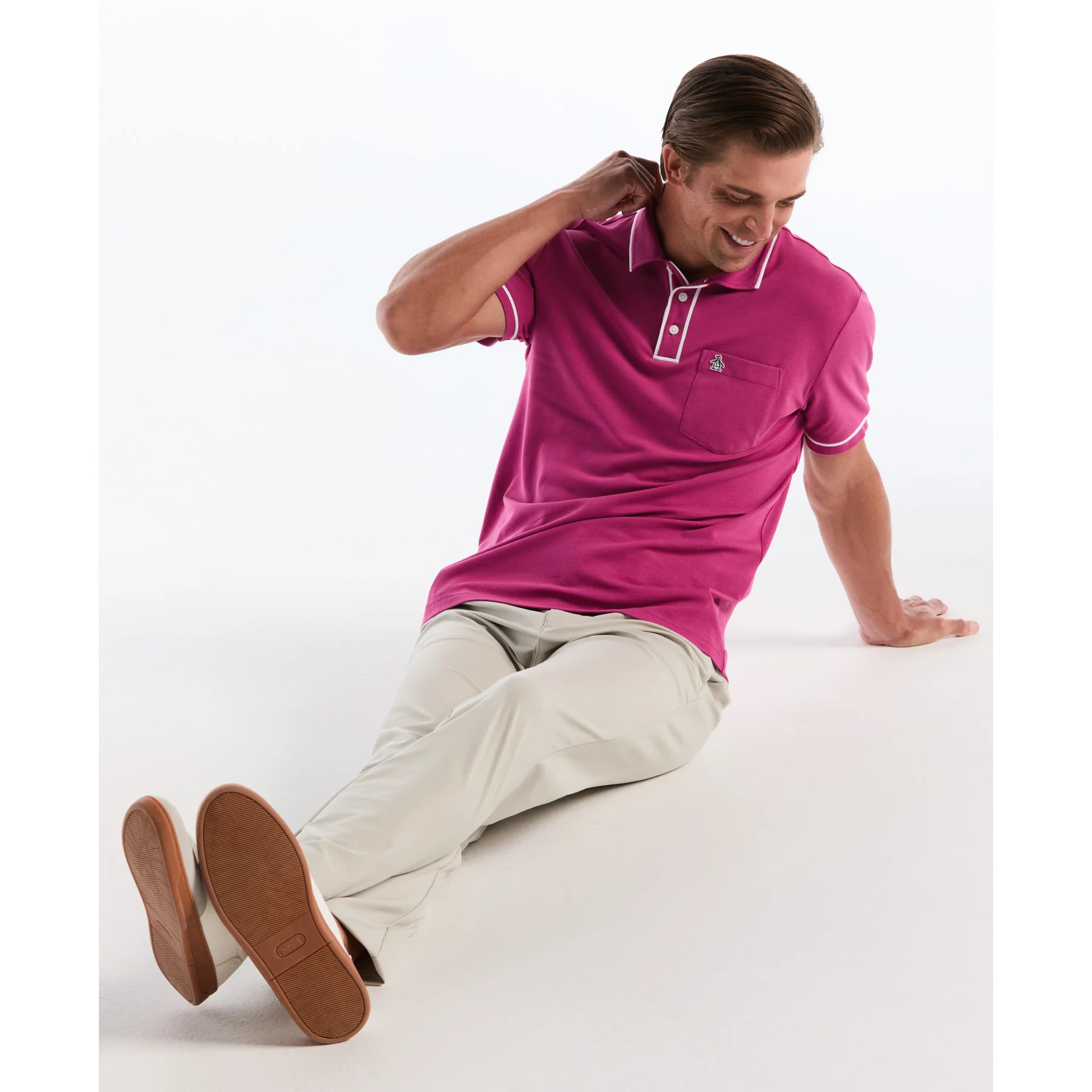 Earl Pique Polo Shirt In Magenta Haze - Image 5