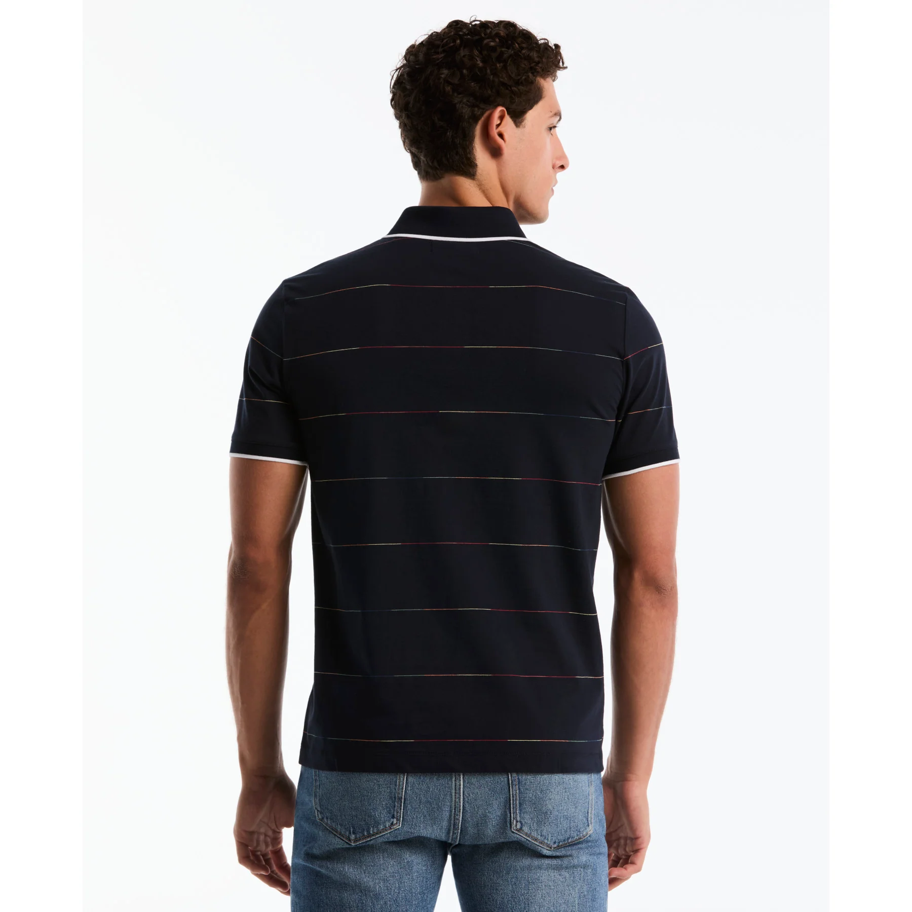 Earl Pride Stripe Polo Shirt In Dark Sapphire - Image 3