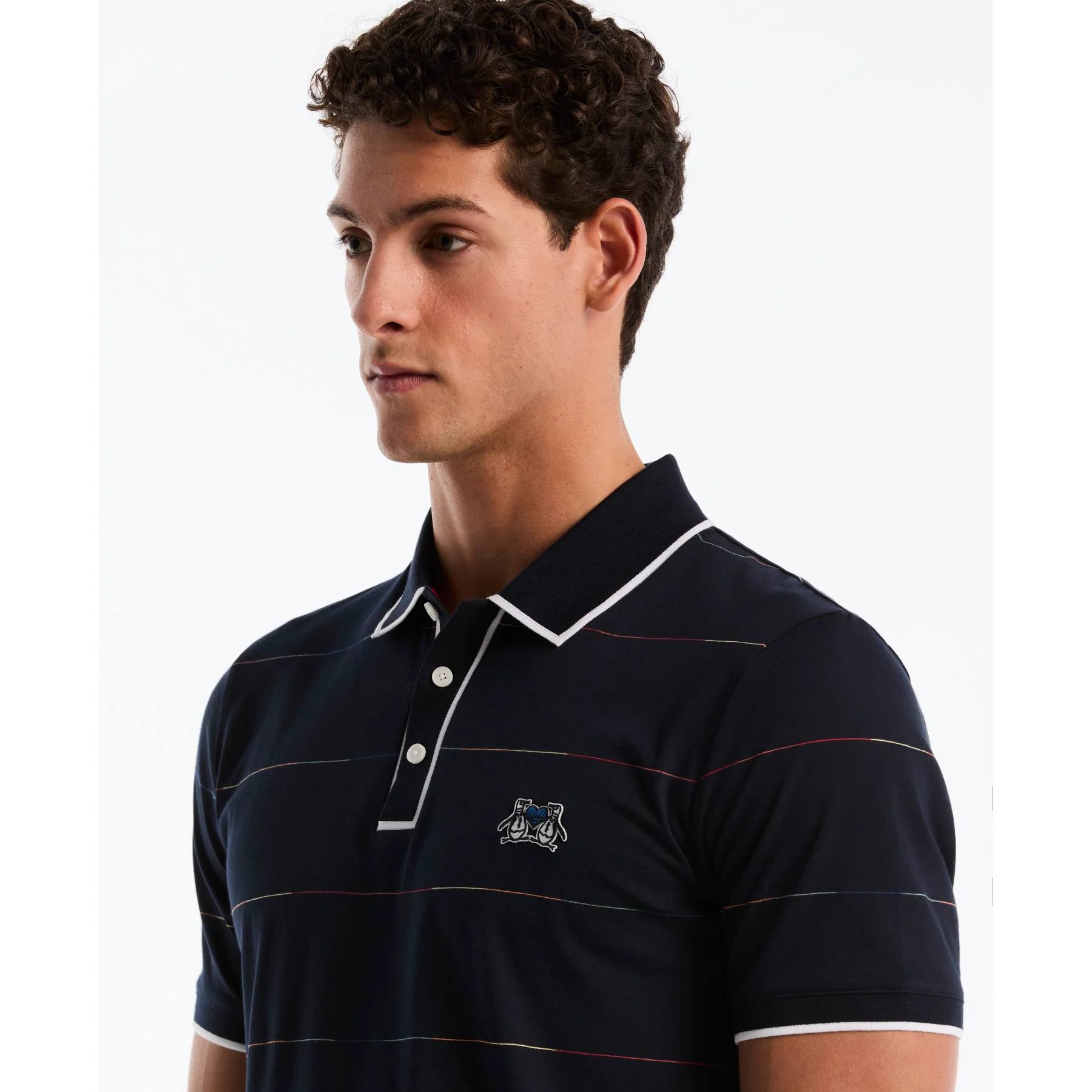 Earl Pride Stripe Polo Shirt In Dark Sapphire - Image 4