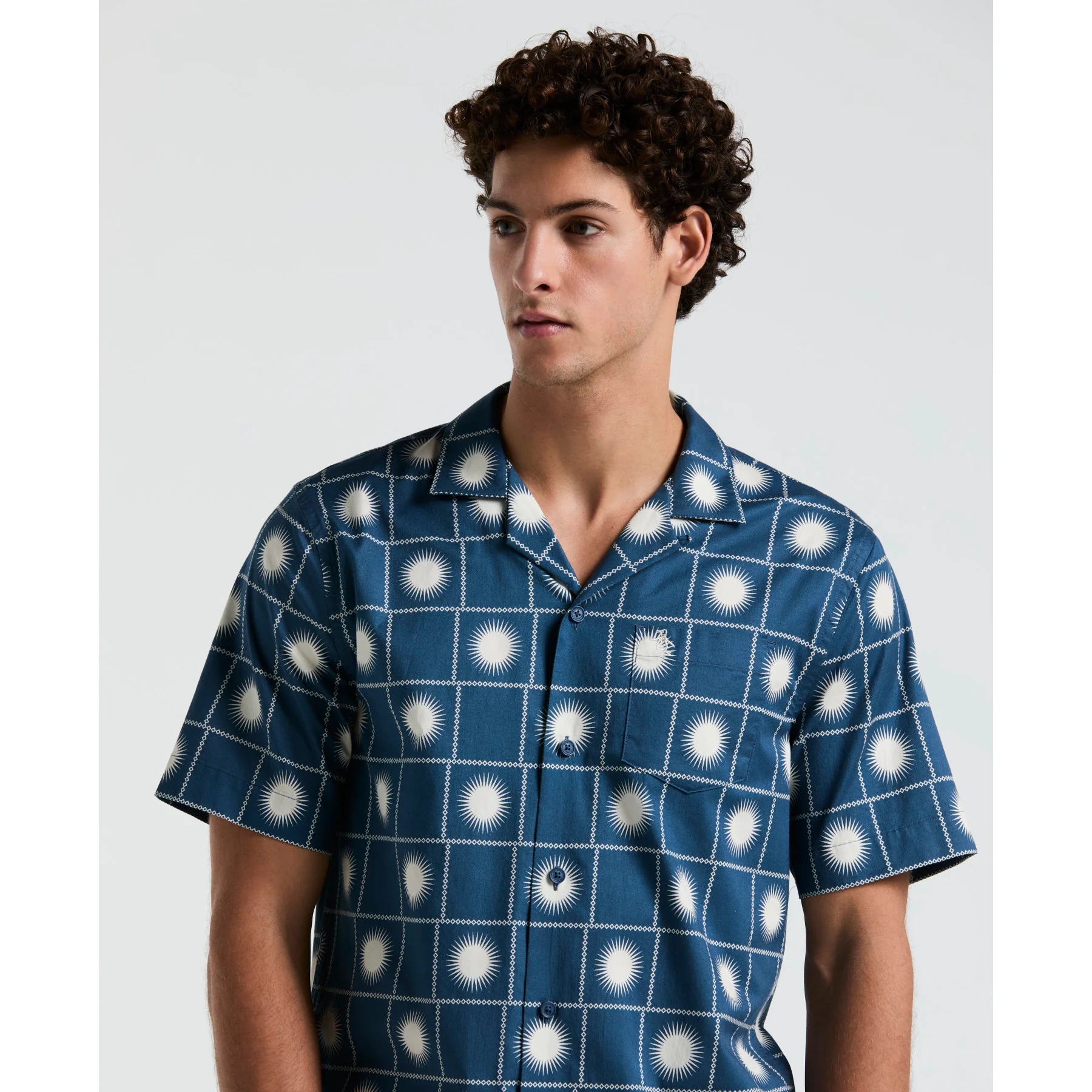 Ecovero™ Blend Sun Check Print Shirt In Blue Wing Teal - Image 3