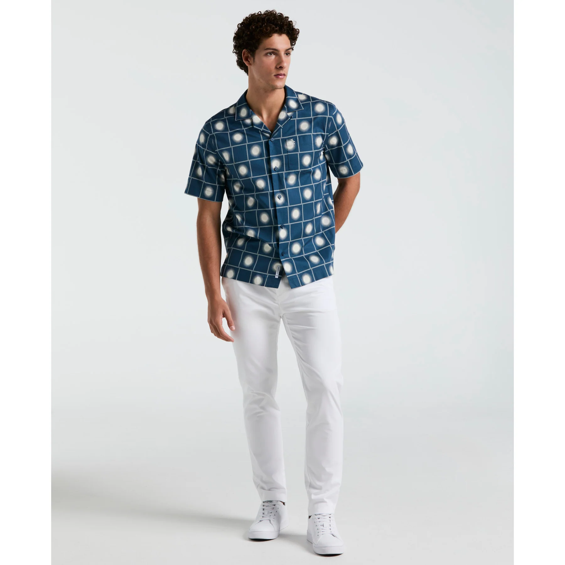 Ecovero™ Blend Sun Check Print Shirt In Blue Wing Teal - Image 4
