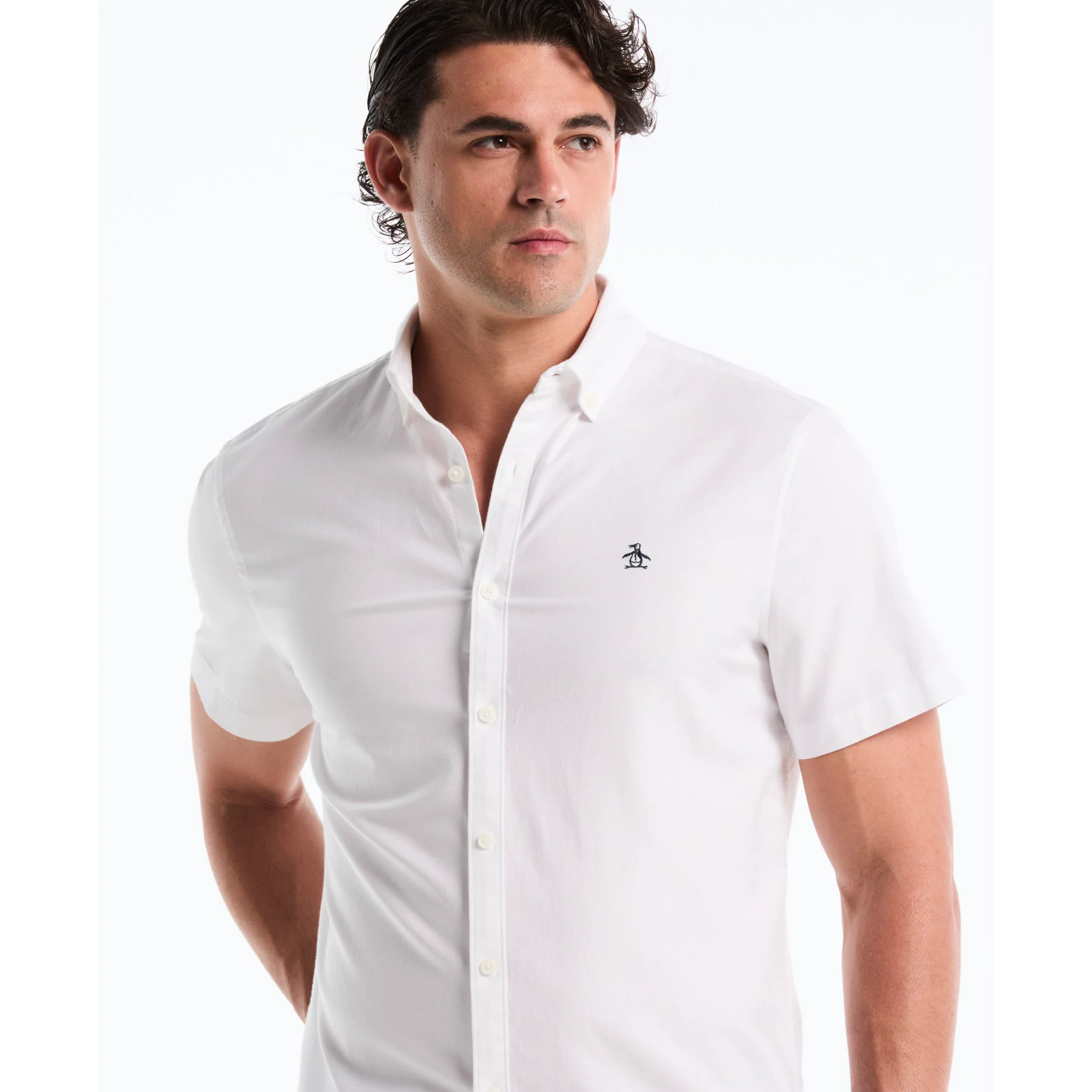 Short Sleeve Oxford Shirt In Bright White - Image 4
