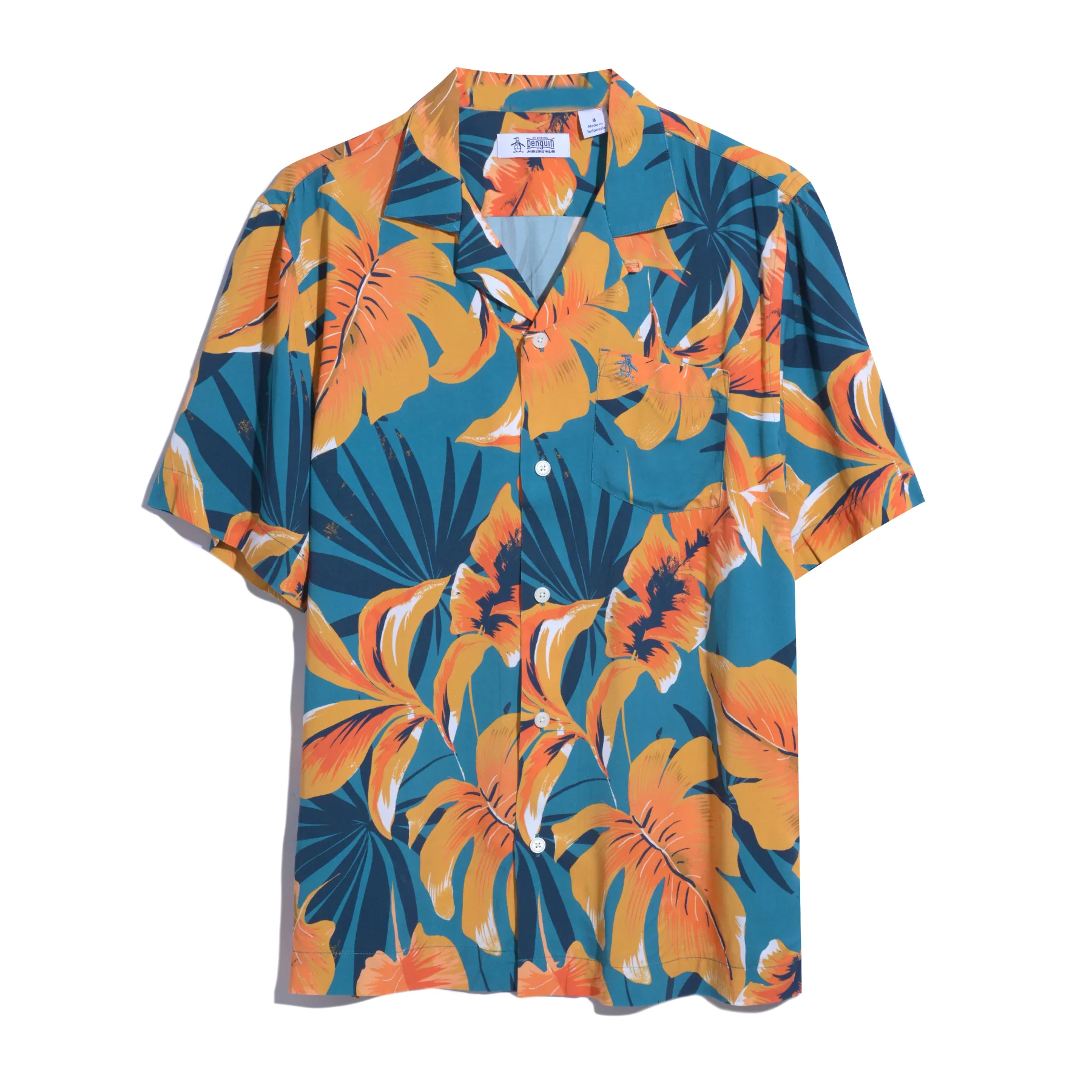 Ecovero™ Tropical Leaf Print Short Sleeve Shirt In Mosaic Blue - Image 5