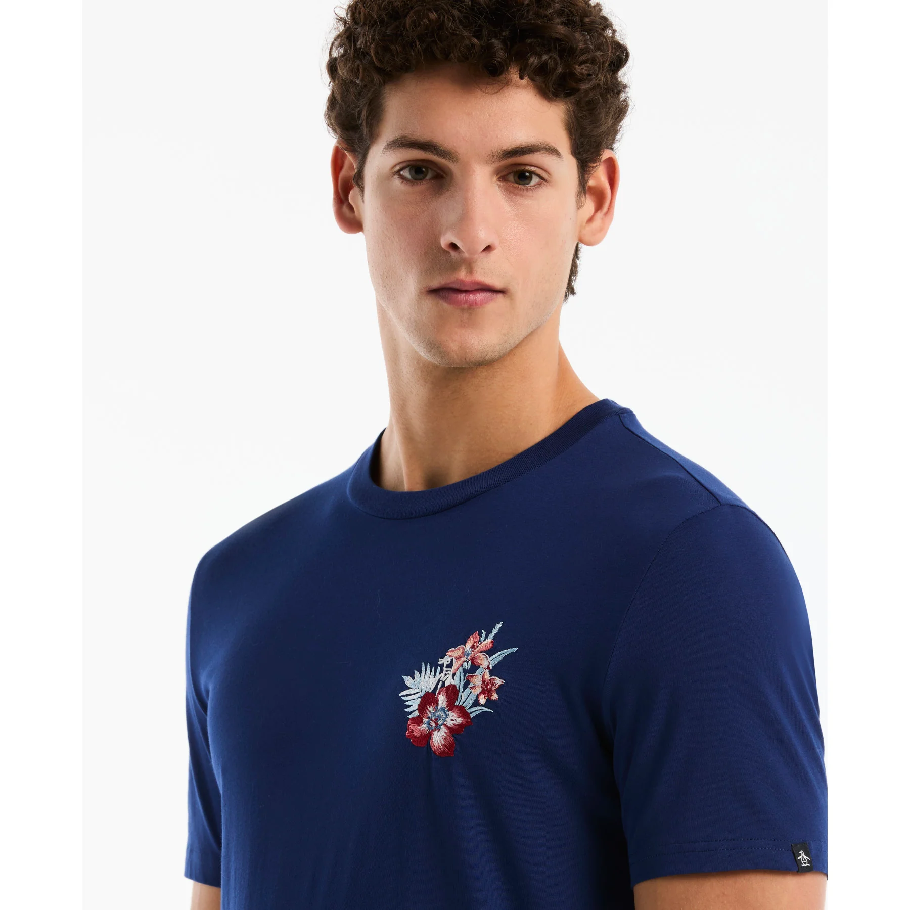 Embroidered Floral Graphic T-Shirt In Blue Depths - Image 4
