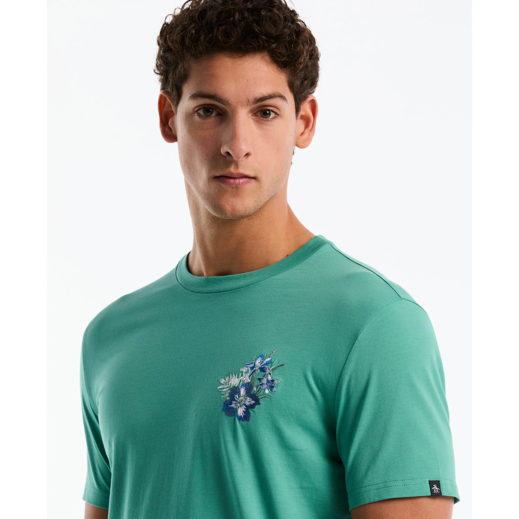 Embroidered Floral Graphic T-Shirt In Beryl Green - Image 4