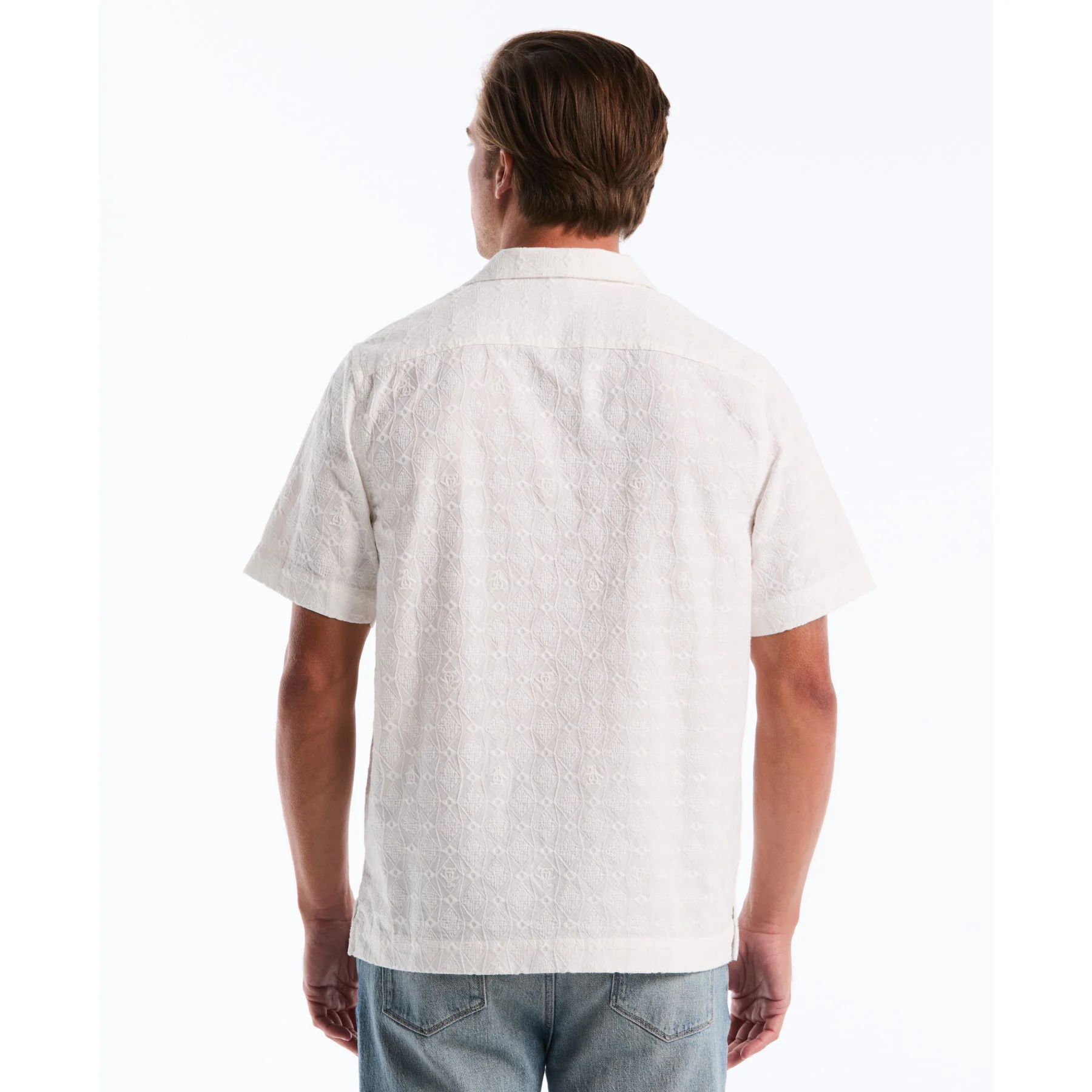 Embroidered Penguin Short Sleeve Shirt In Bright White - Image 2