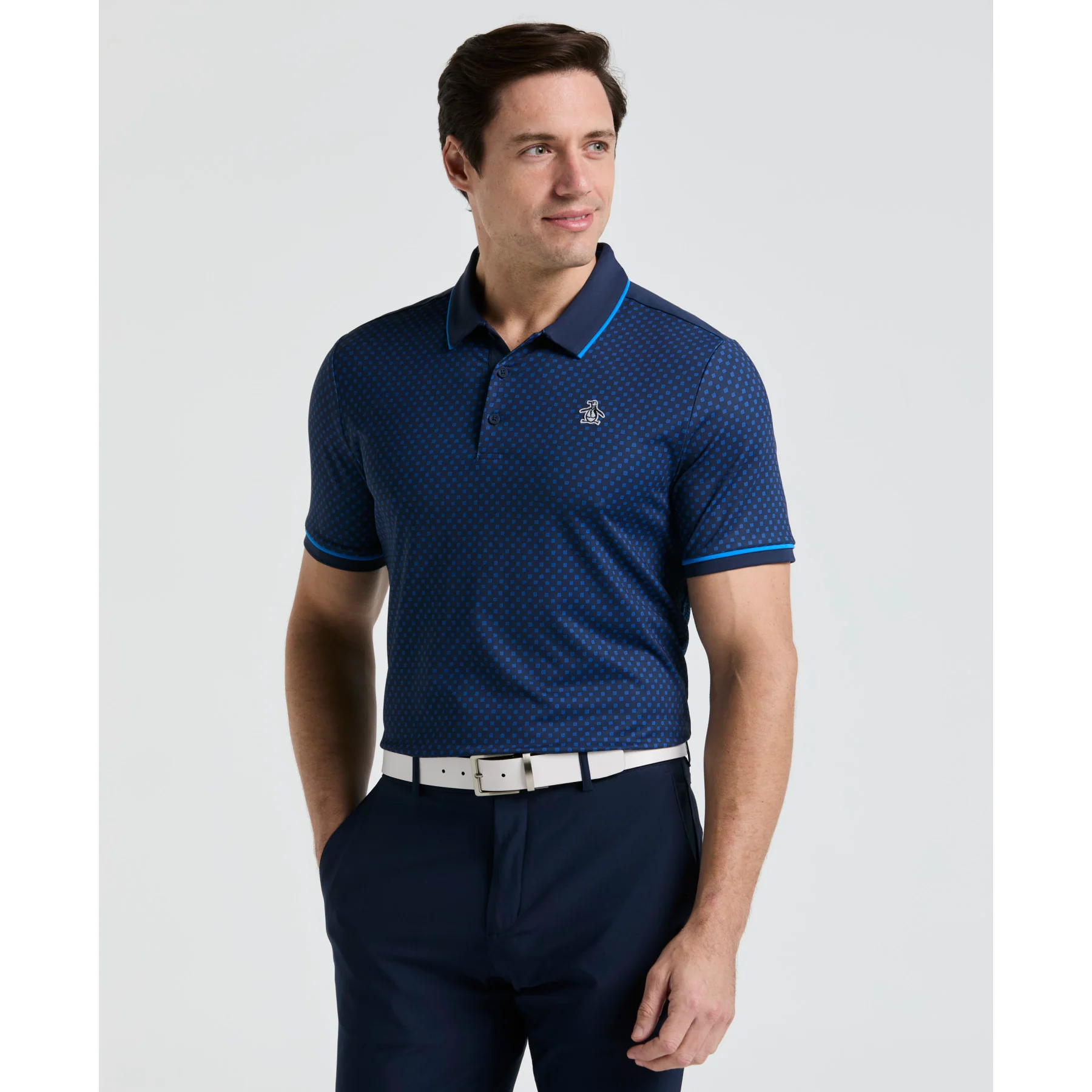 Engineered Novelty Caddy Print Golf Polo Shirt In Black Iris