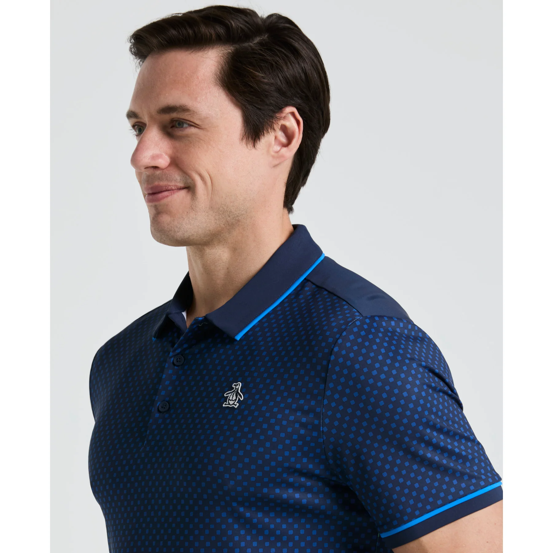Engineered Novelty Caddy Print Golf Polo Shirt In Black Iris - Image 3
